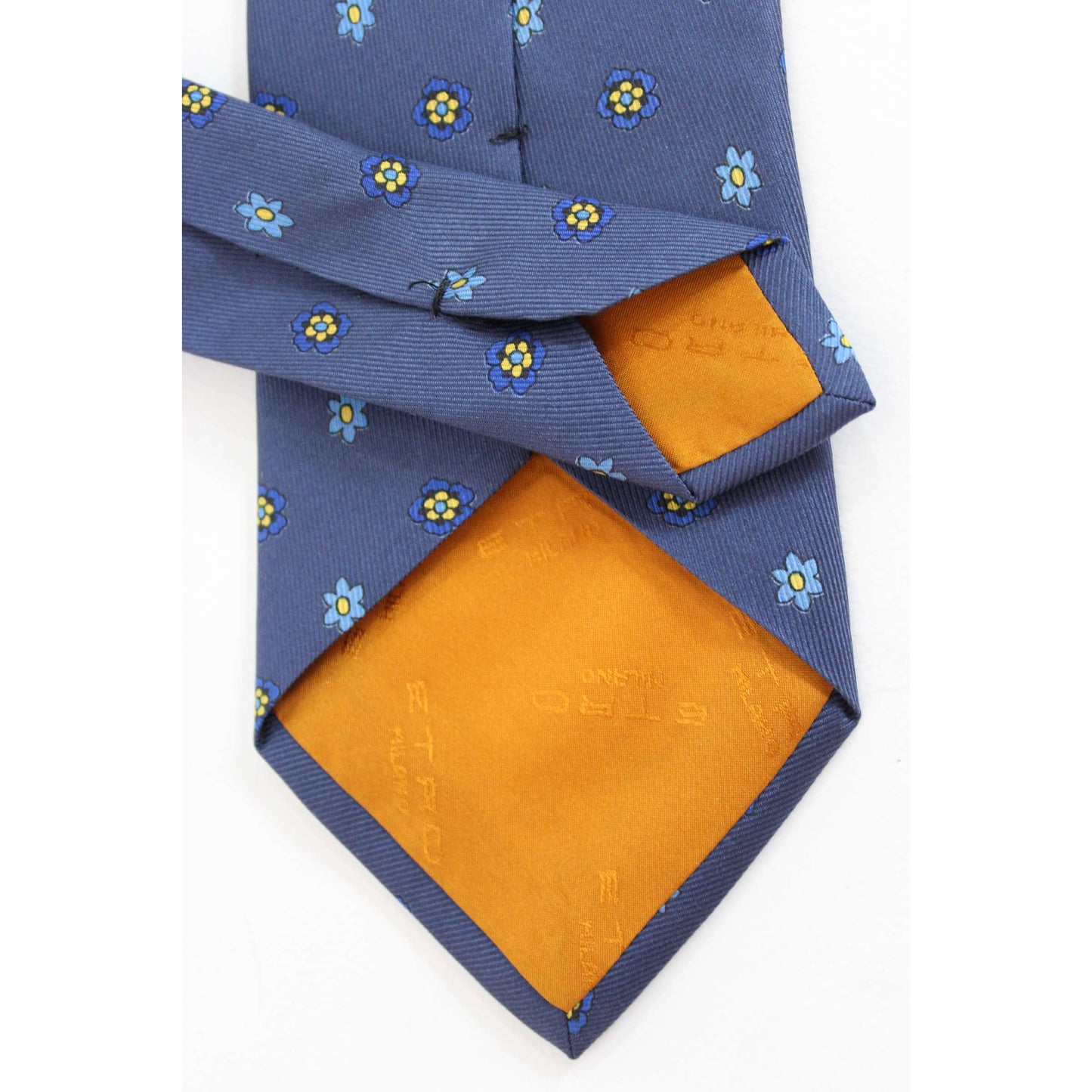 Etro Cravatta Floreale Seta Vintage Blu