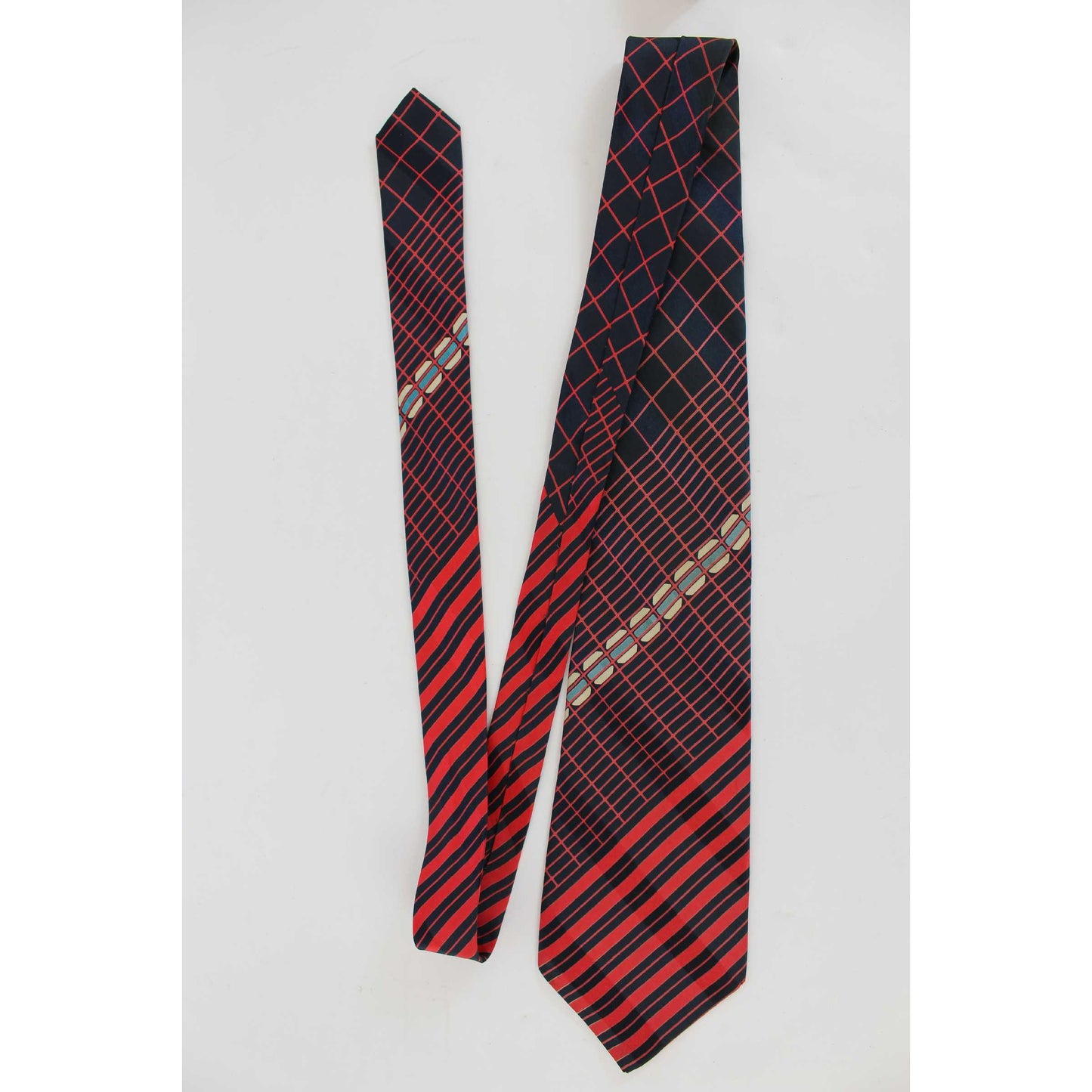 Lanvin Vintage Silk Blue Red Regimental Tie