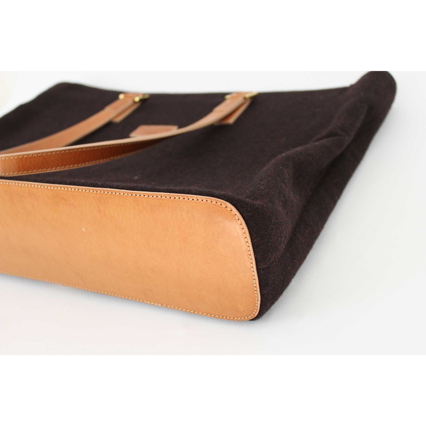 Pancaldi Vintage Leather Felt Brown Shoulder Tote Bag