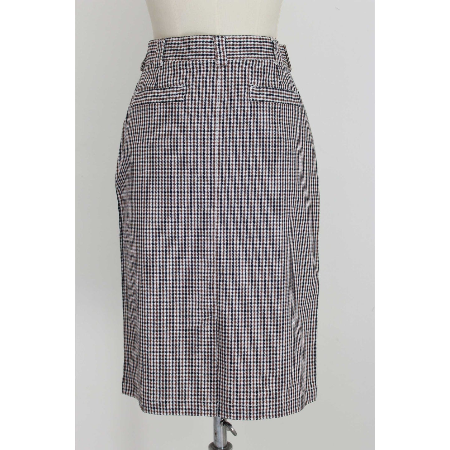 Aquascutum Blue Beige Vintage Check Skirt