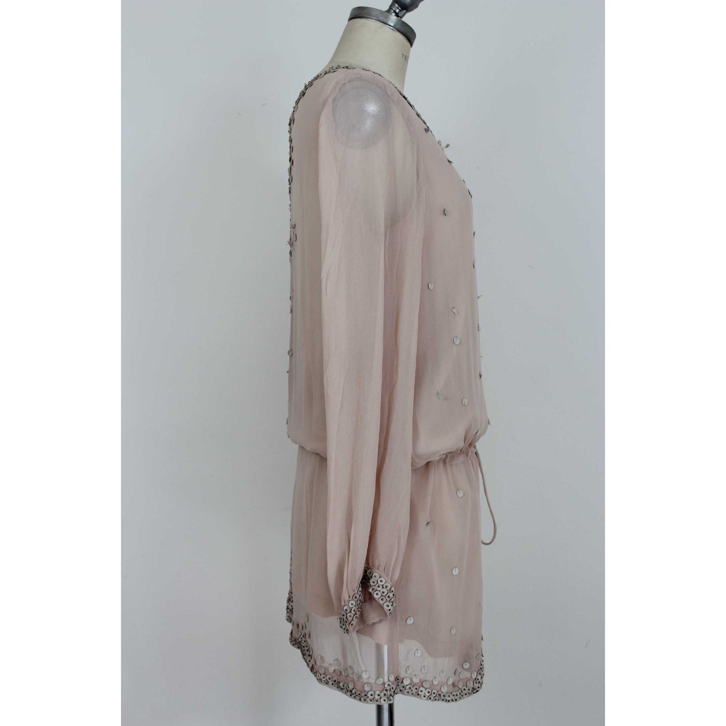 Antik Batik Pink Silk Leather Vintage Short Dress