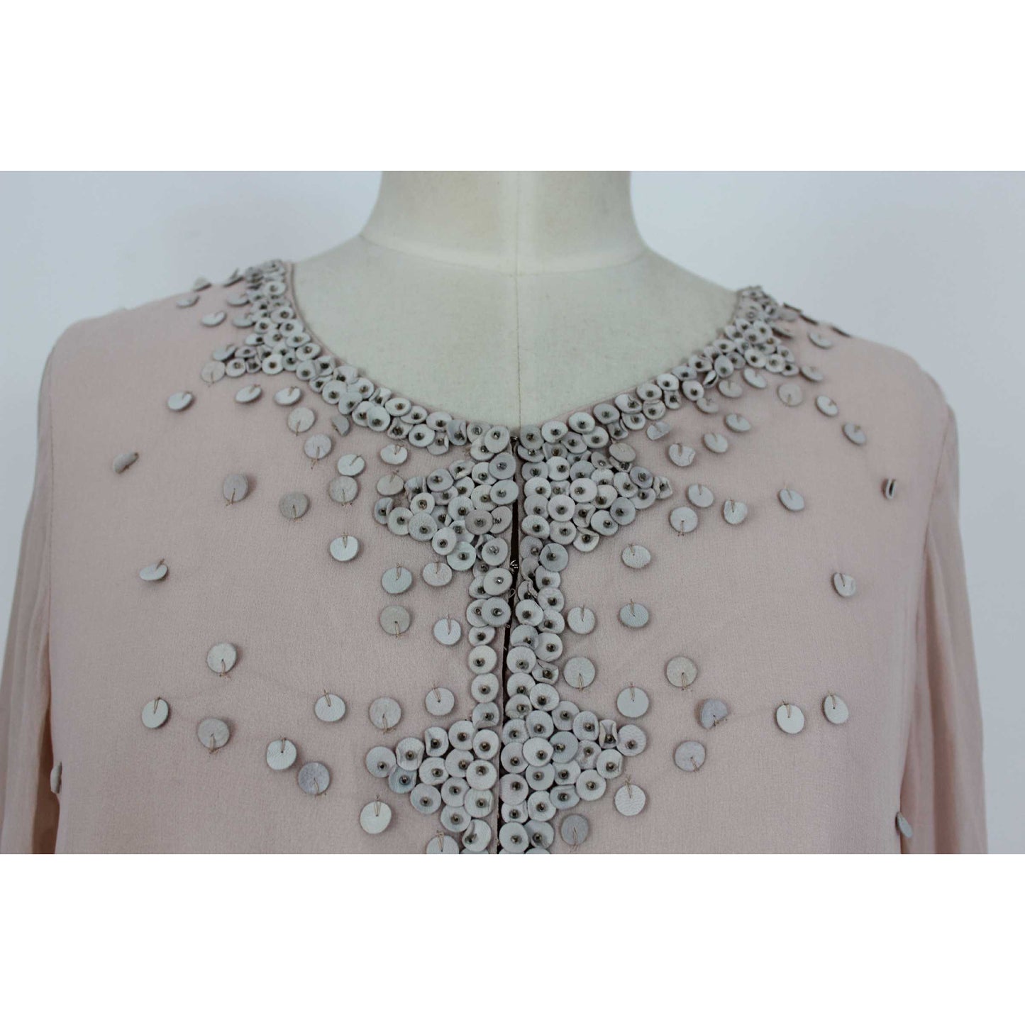 Antik Batik Pink Silk Leather Vintage Short Dress