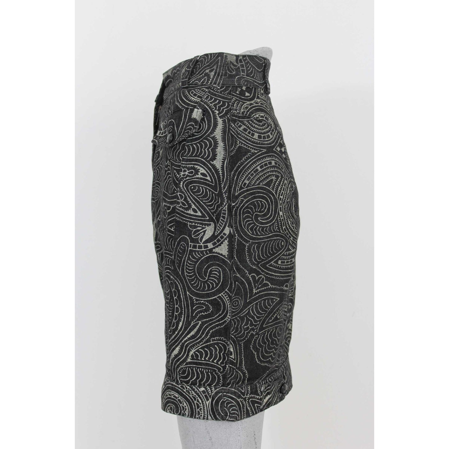 Moschino Denim Skirt Short Floral Vintage Cotton Black