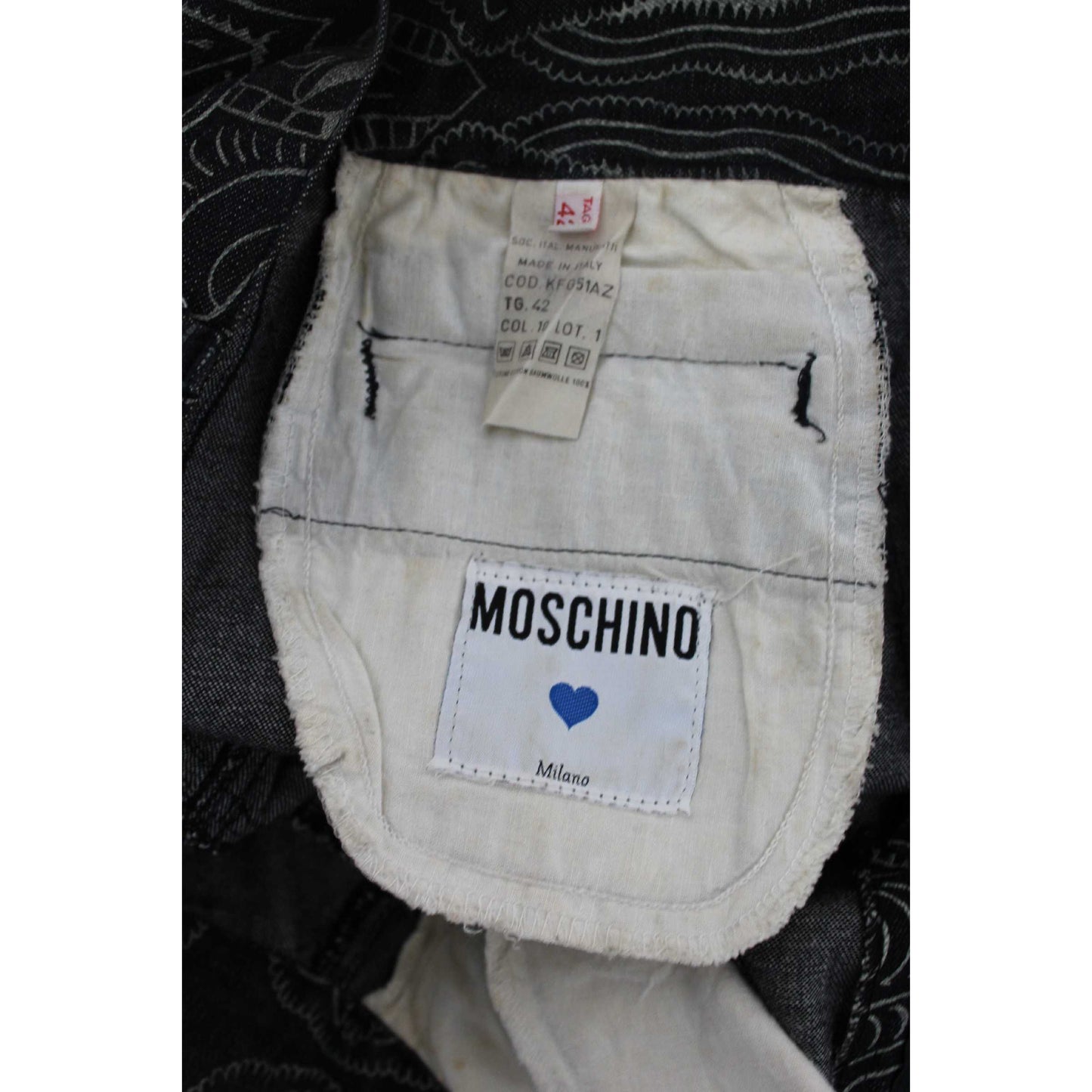 Moschino Gonna Jeans Corta Vintage Floreale Cotone Nero