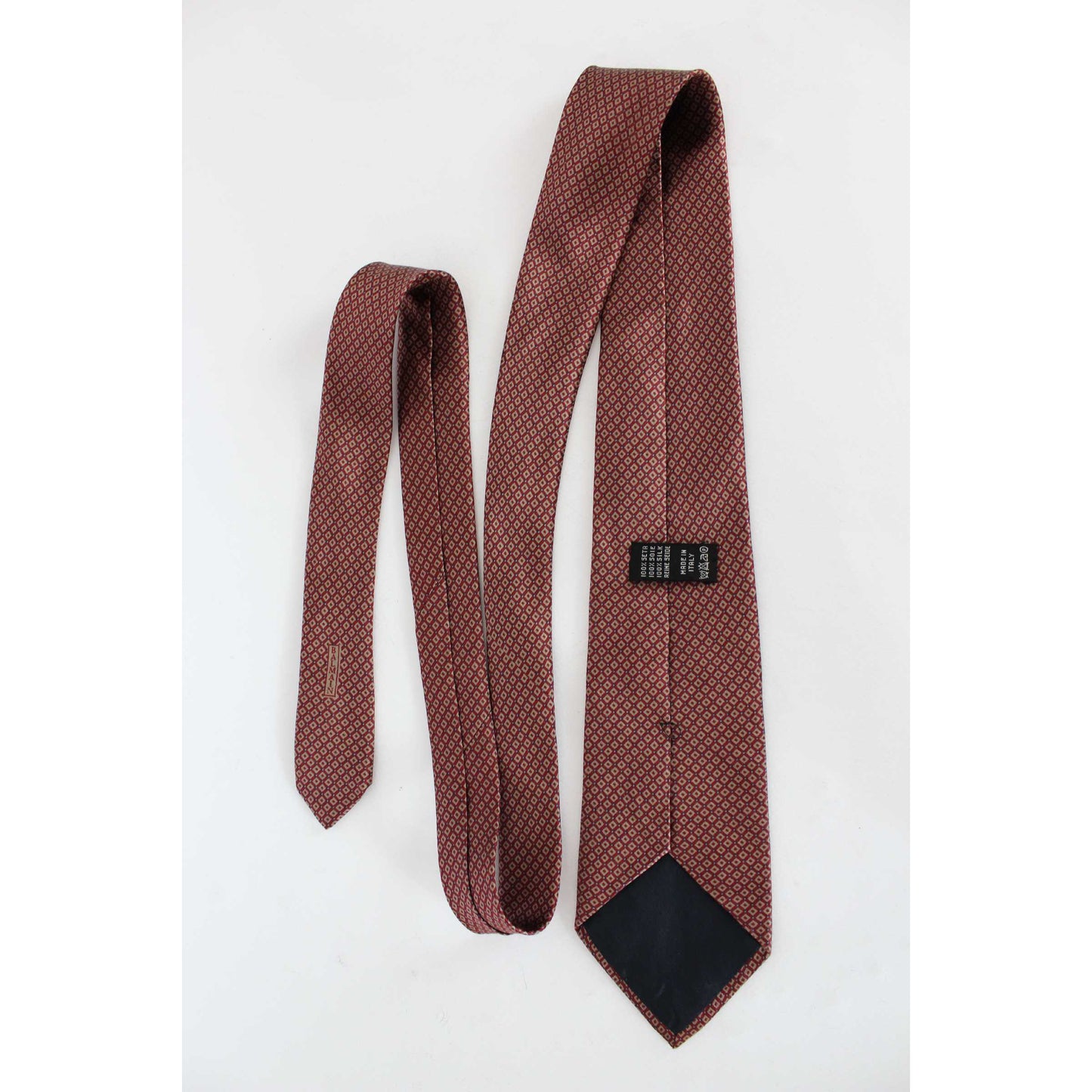 Balmain Cravatta Vintage Seta Quadri Rossa