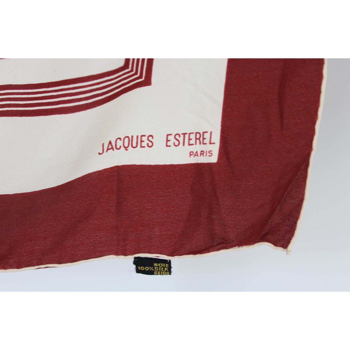 Jacques Esterel Foulard Vintage Seta Quadri Rosso Beige