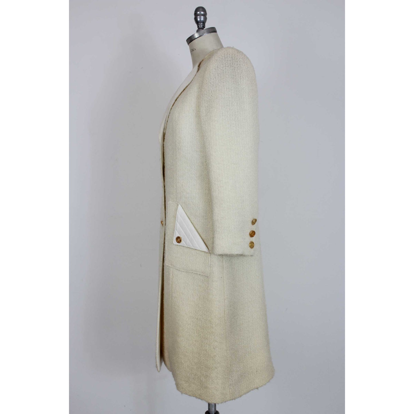 Paula Klein Vintage Wool White Long Coat
