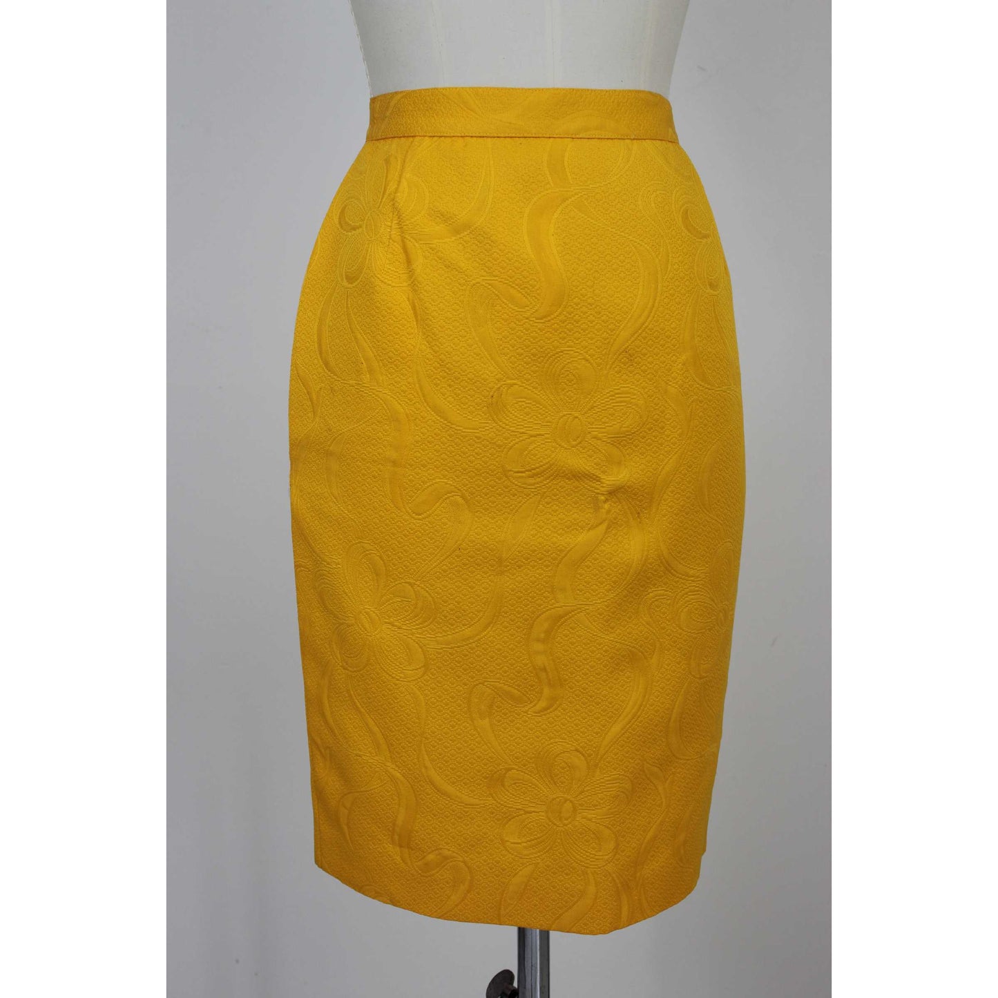 Dany Floral Damask Cotton Yellow Vintage Skirt Suit 1970s