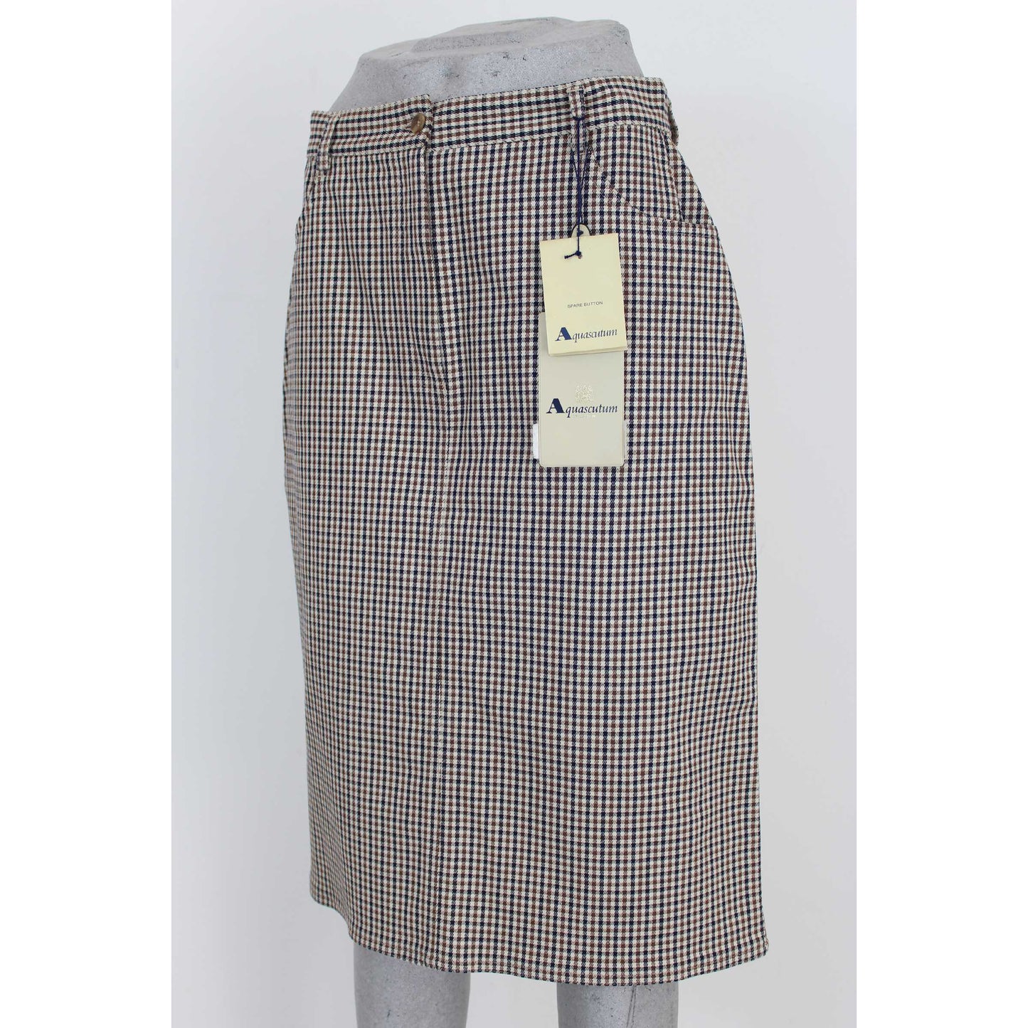 Aquascutum Blue Beige Vintage Short Check Skirt