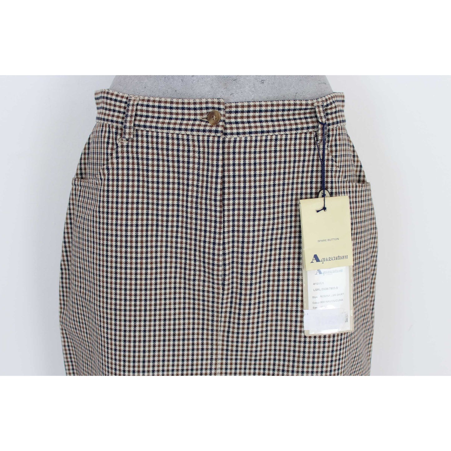 Aquascutum Blue Beige Vintage Short Check Skirt
