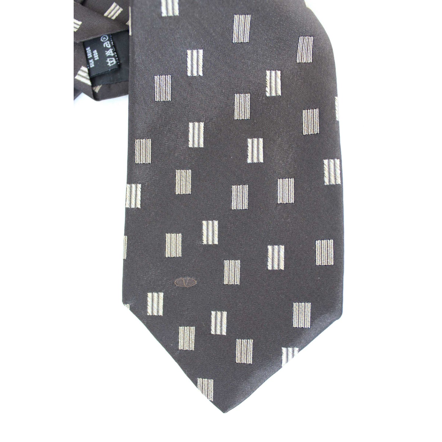 Valentino Silk Brown Beige Vintage Classic Tie