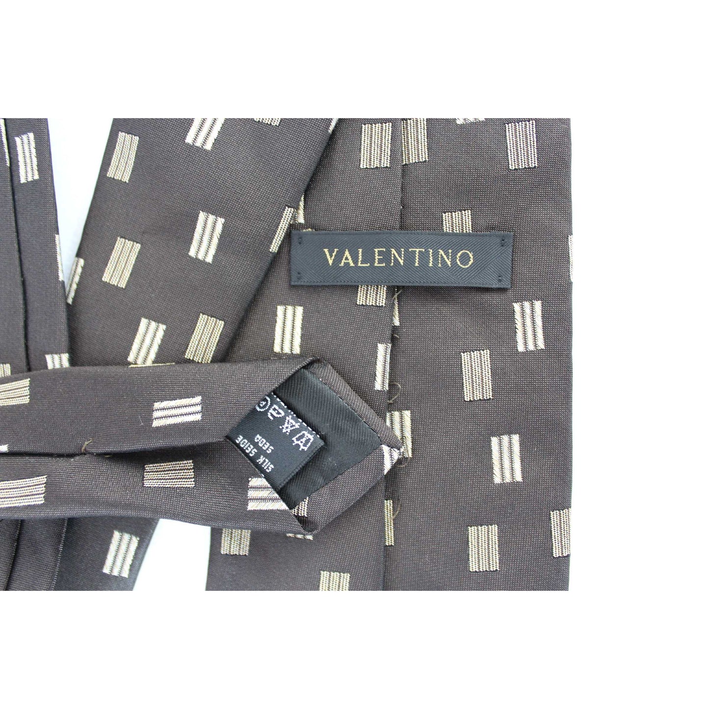 Valentino Silk Brown Beige Vintage Classic Tie
