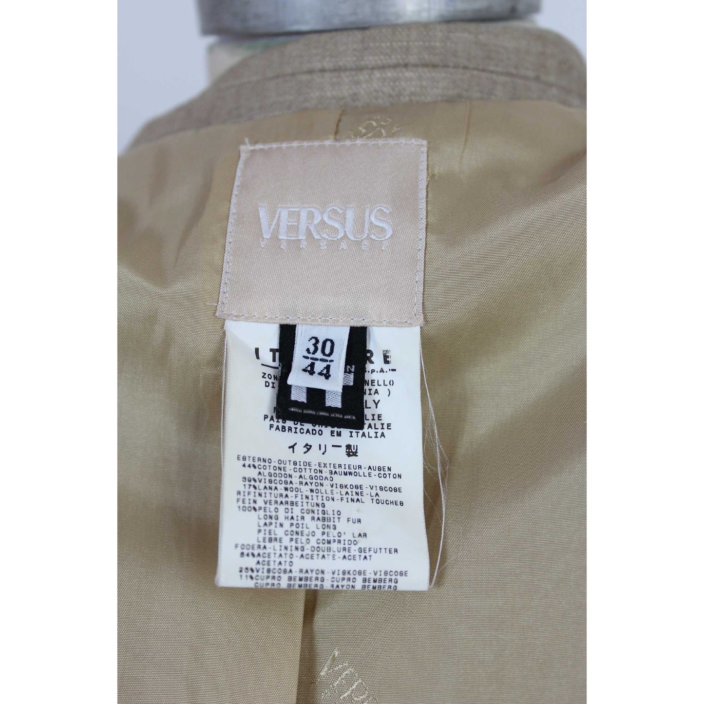 Versace Flared Linen Cotton Beige Vintage Jacket