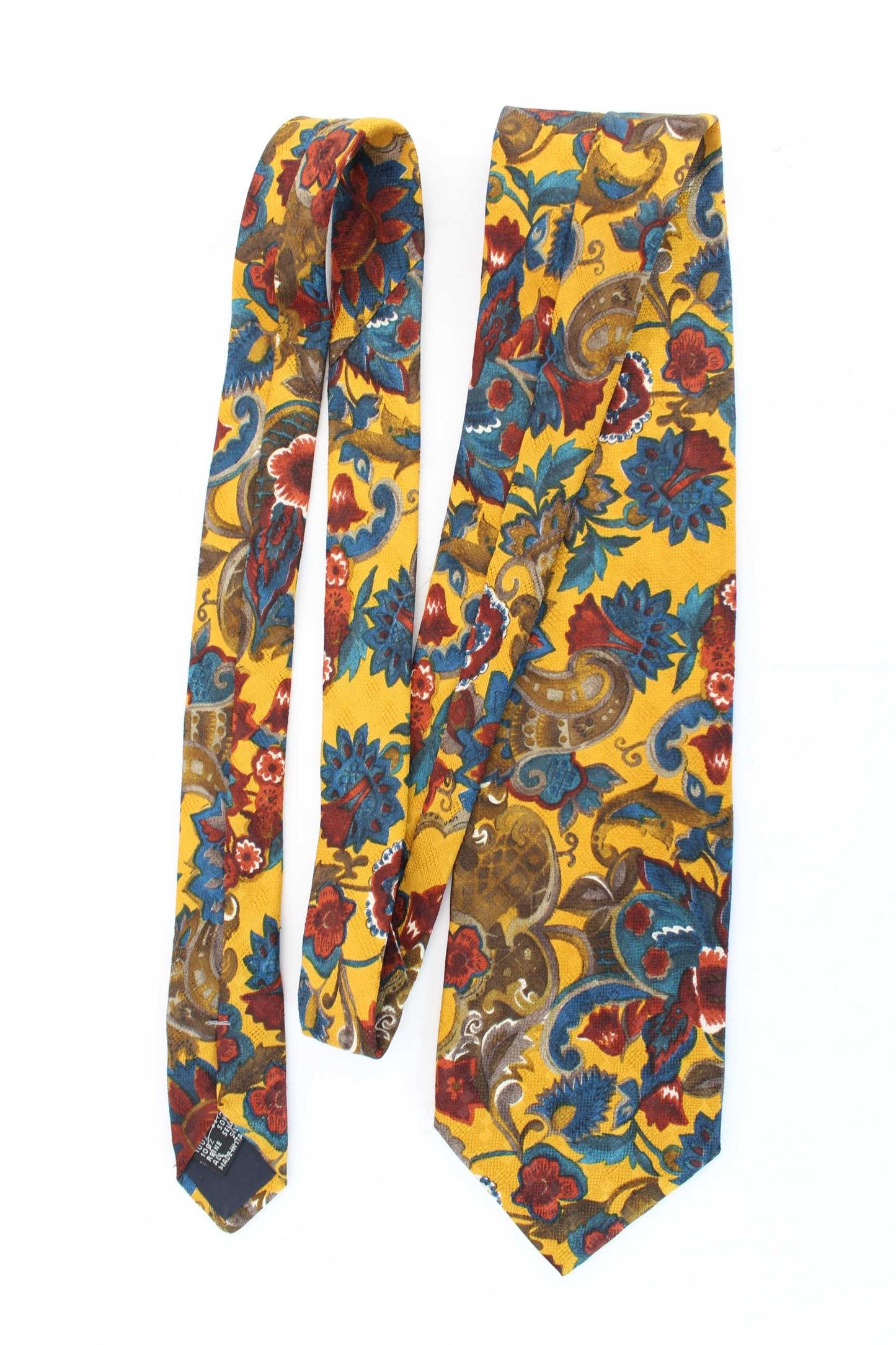 Cacharel Yellow Silk Vintage Floral Tie