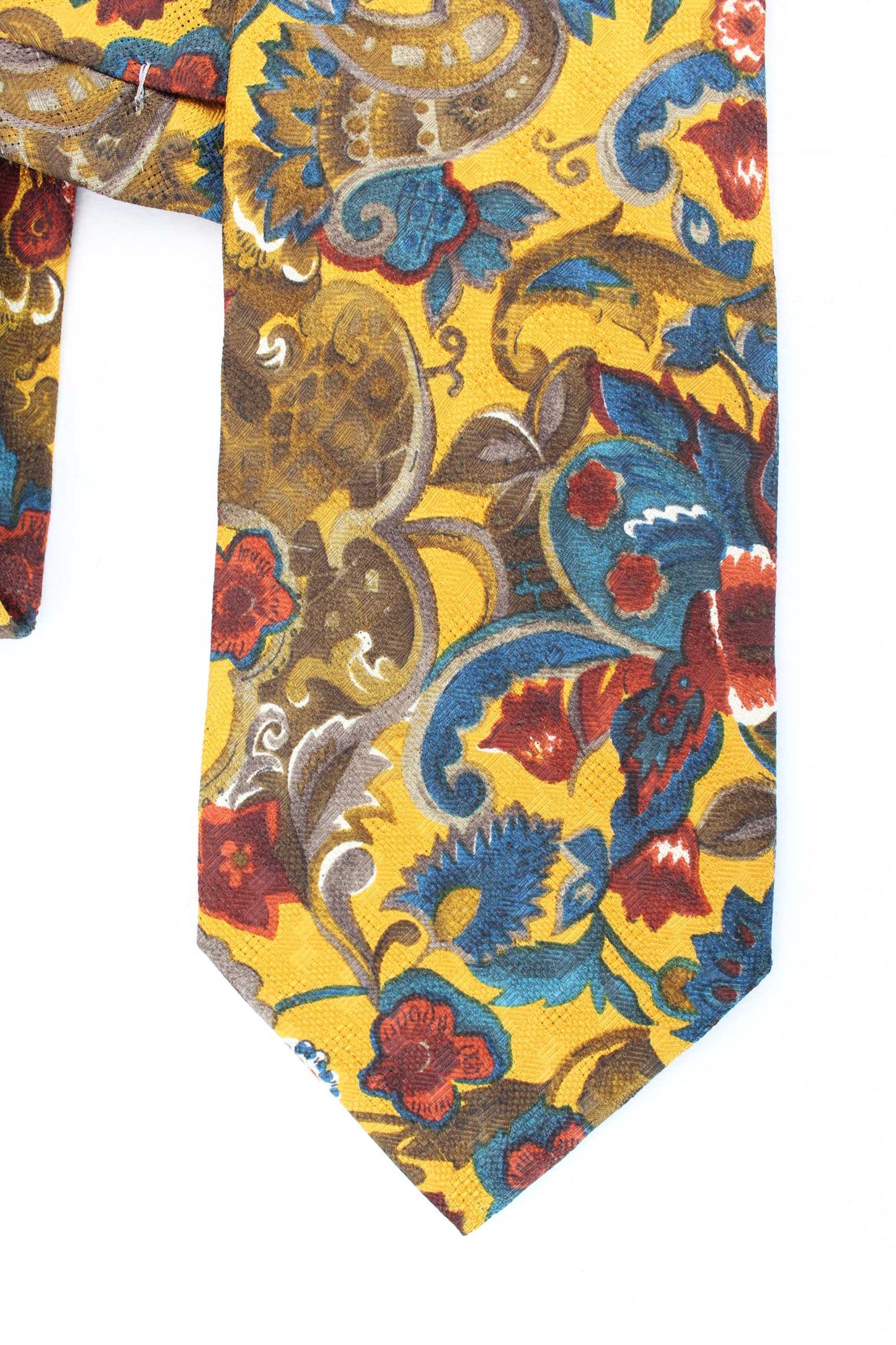 Cacharel Yellow Silk Vintage Floral Tie
