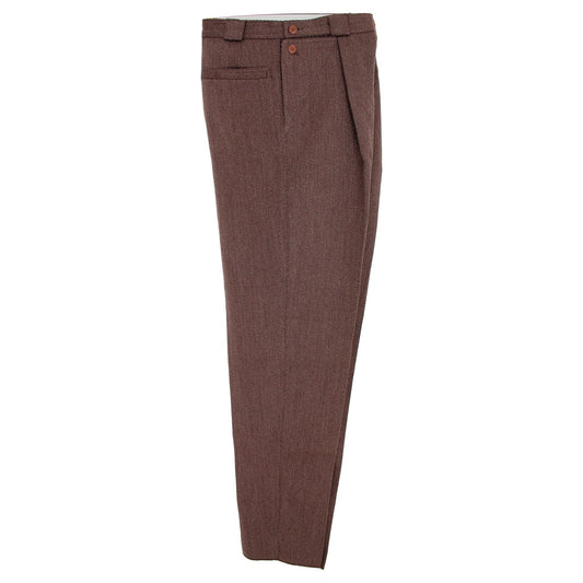 Mila Schon Brown Cotton Herringbone Vintage Trousers