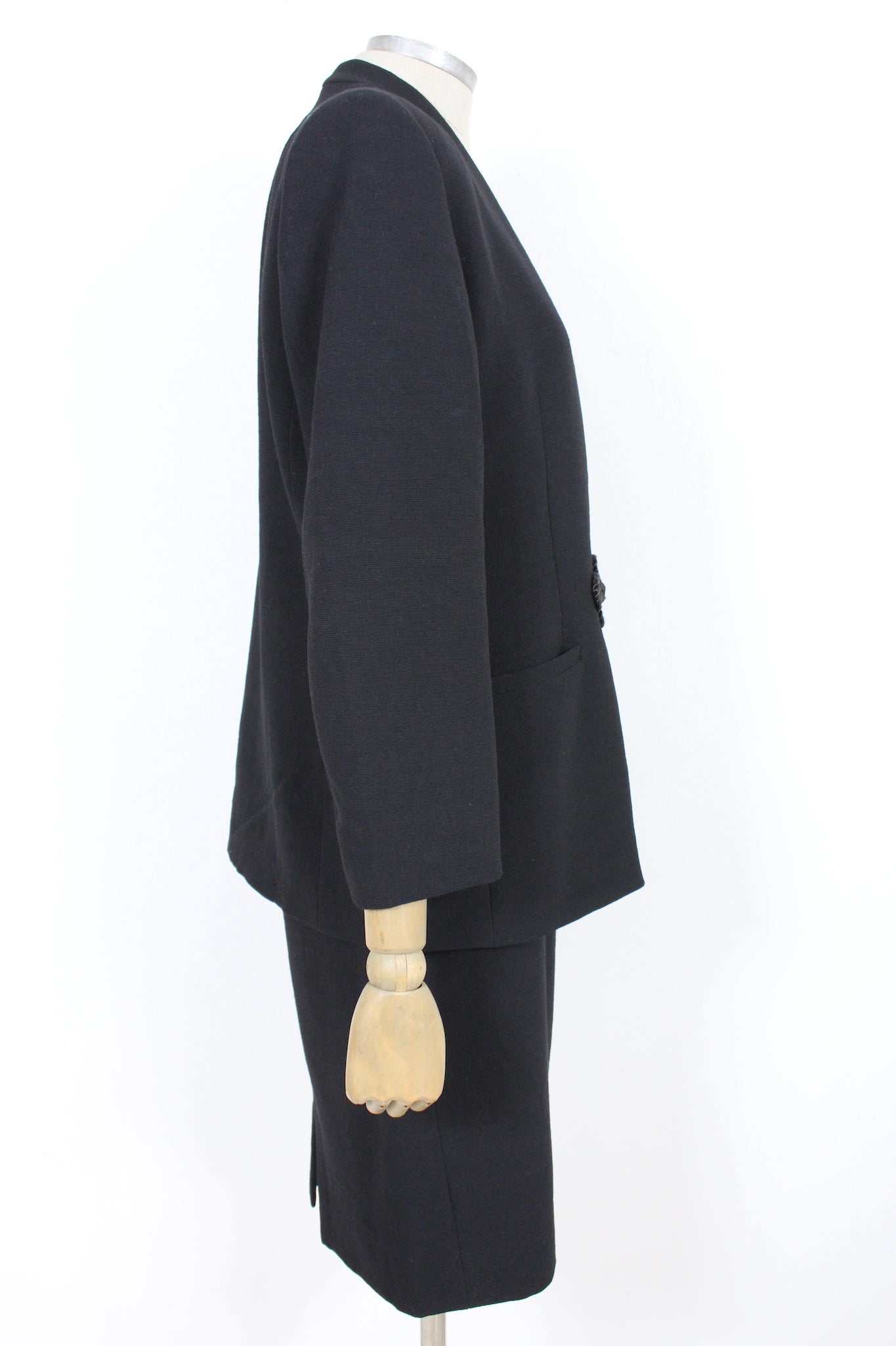 Pierre Cardin Black Elegant Skirt Suit Vintage 1980s