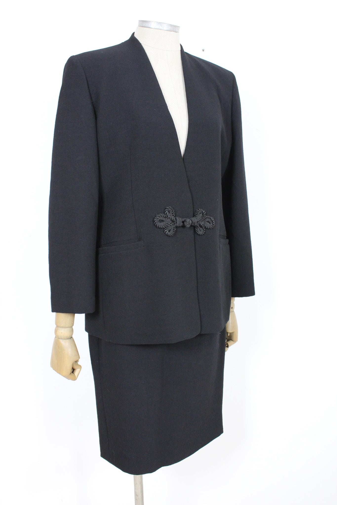 Pierre Cardin Black Elegant Skirt Suit Vintage 1980s