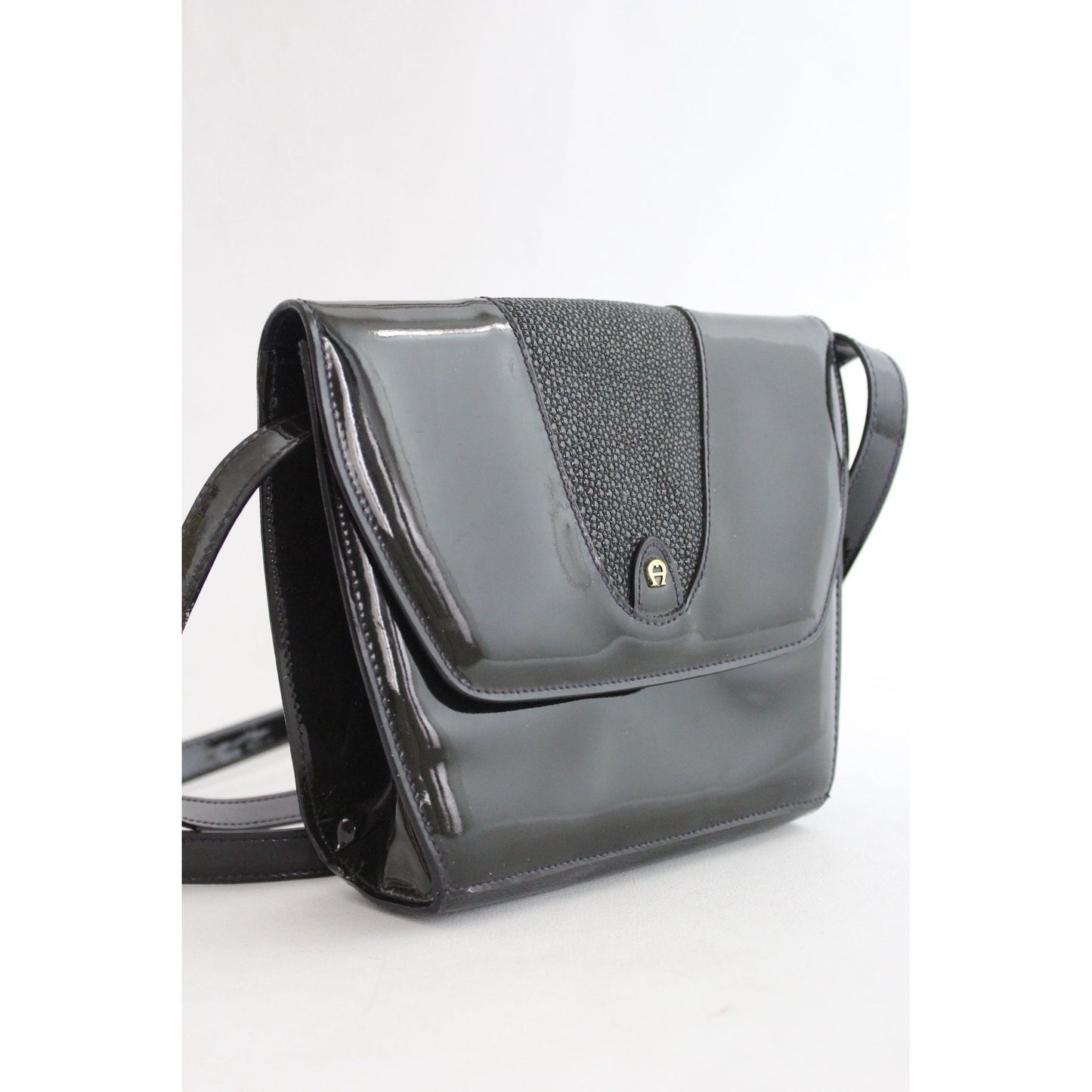 Aigner Black Patent Leather Vintage Bag