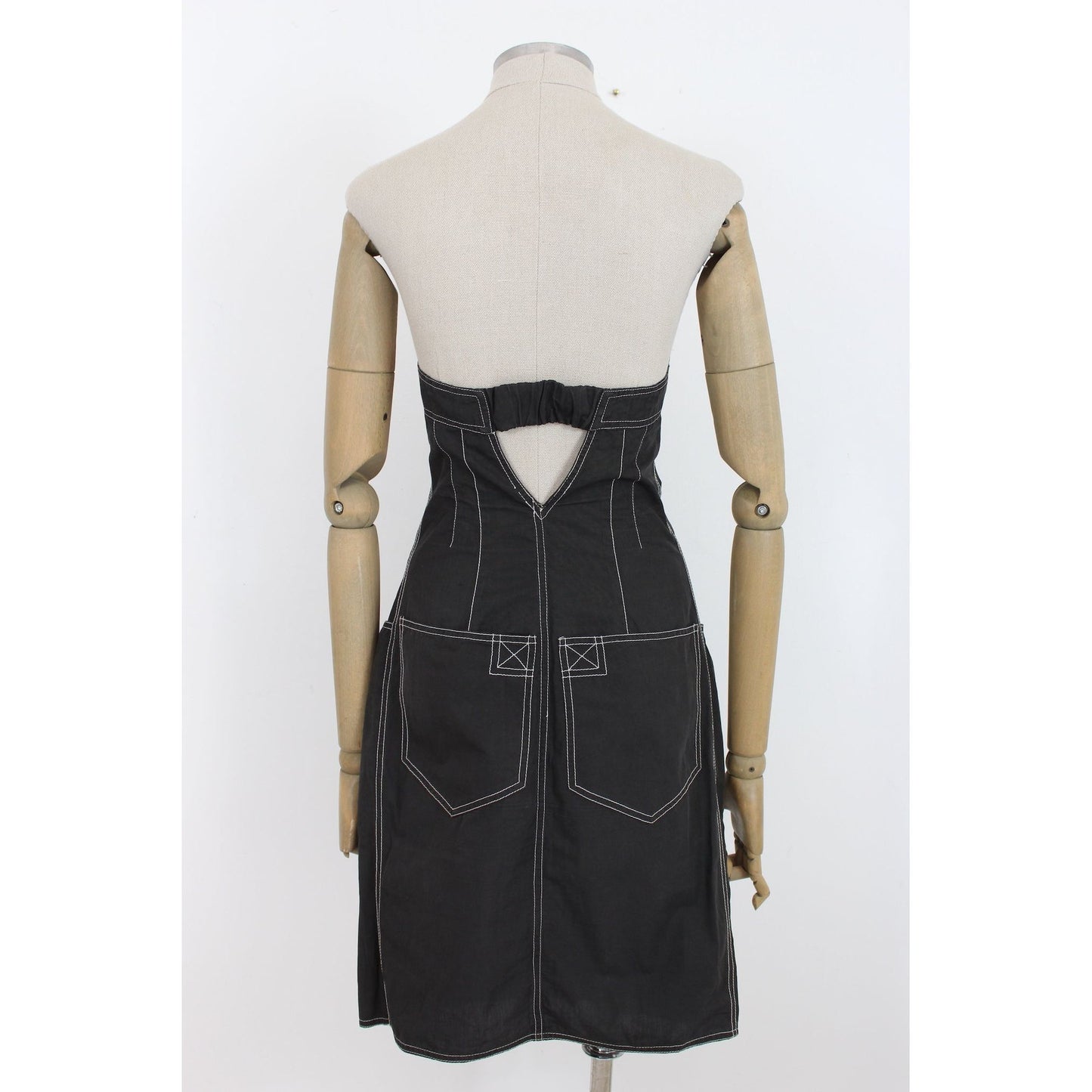 Alberta Ferretti Gray Cotton Vintage Off Shoulder Dress