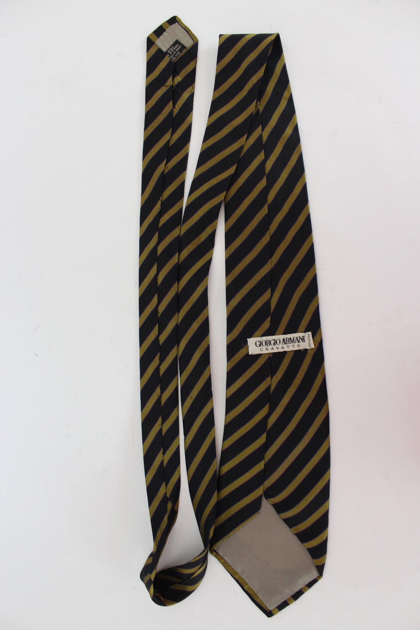Armani Blue Yellow Silk Vintage Regimental Tie