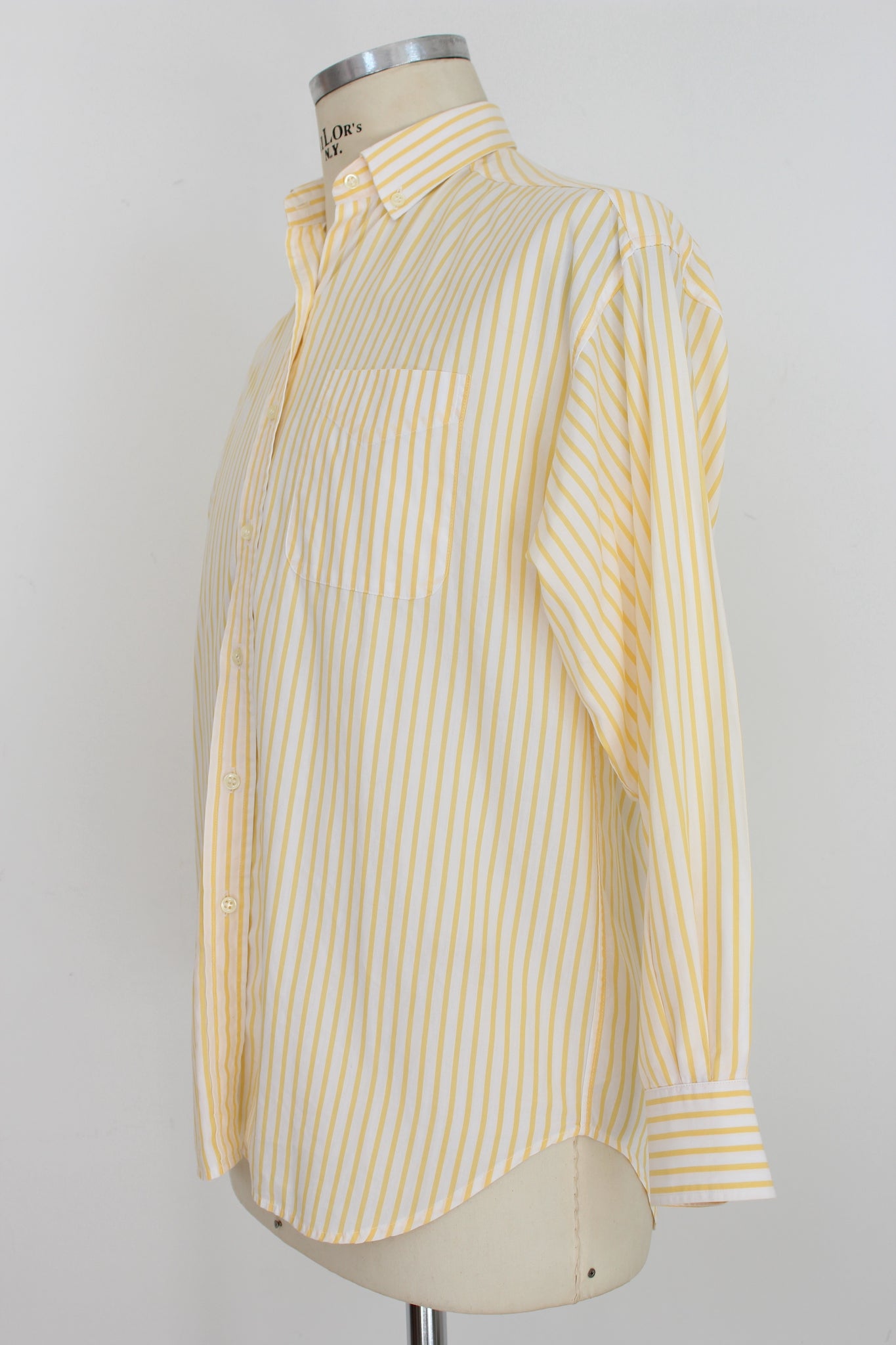 Burberry Yellow White Cotton Vintage Pinstripe Shirt