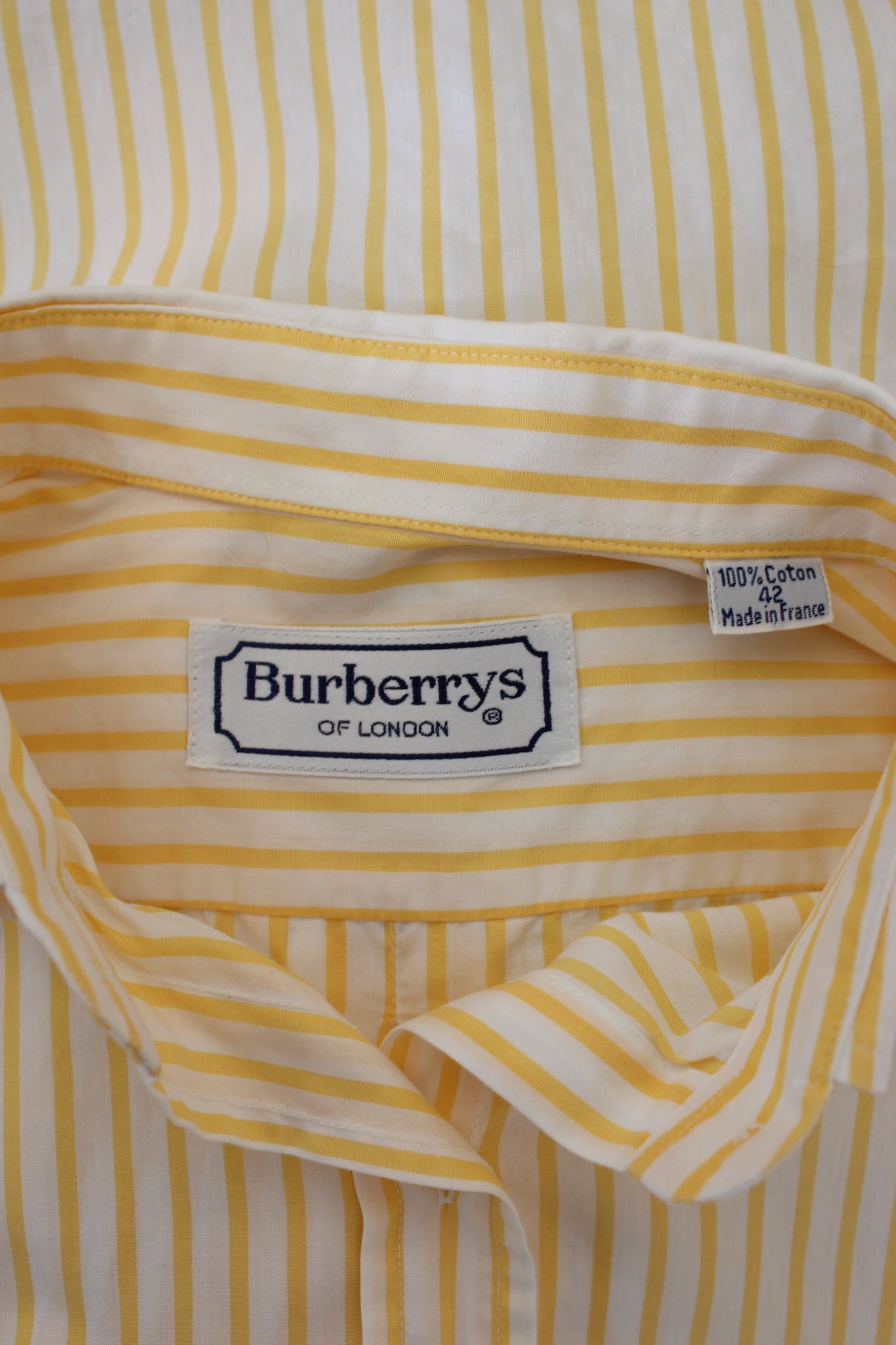 Burberry Camicia Righe Vintage Anni 90 Cotone Bianco Giallo