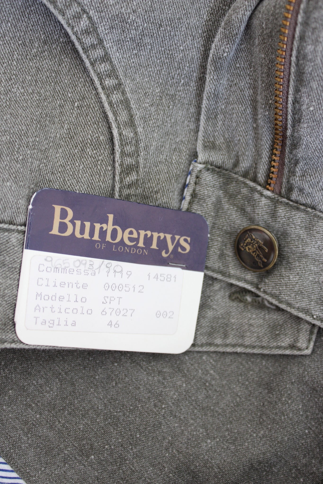 Burberry Green Cotton Vintage Denim Pants