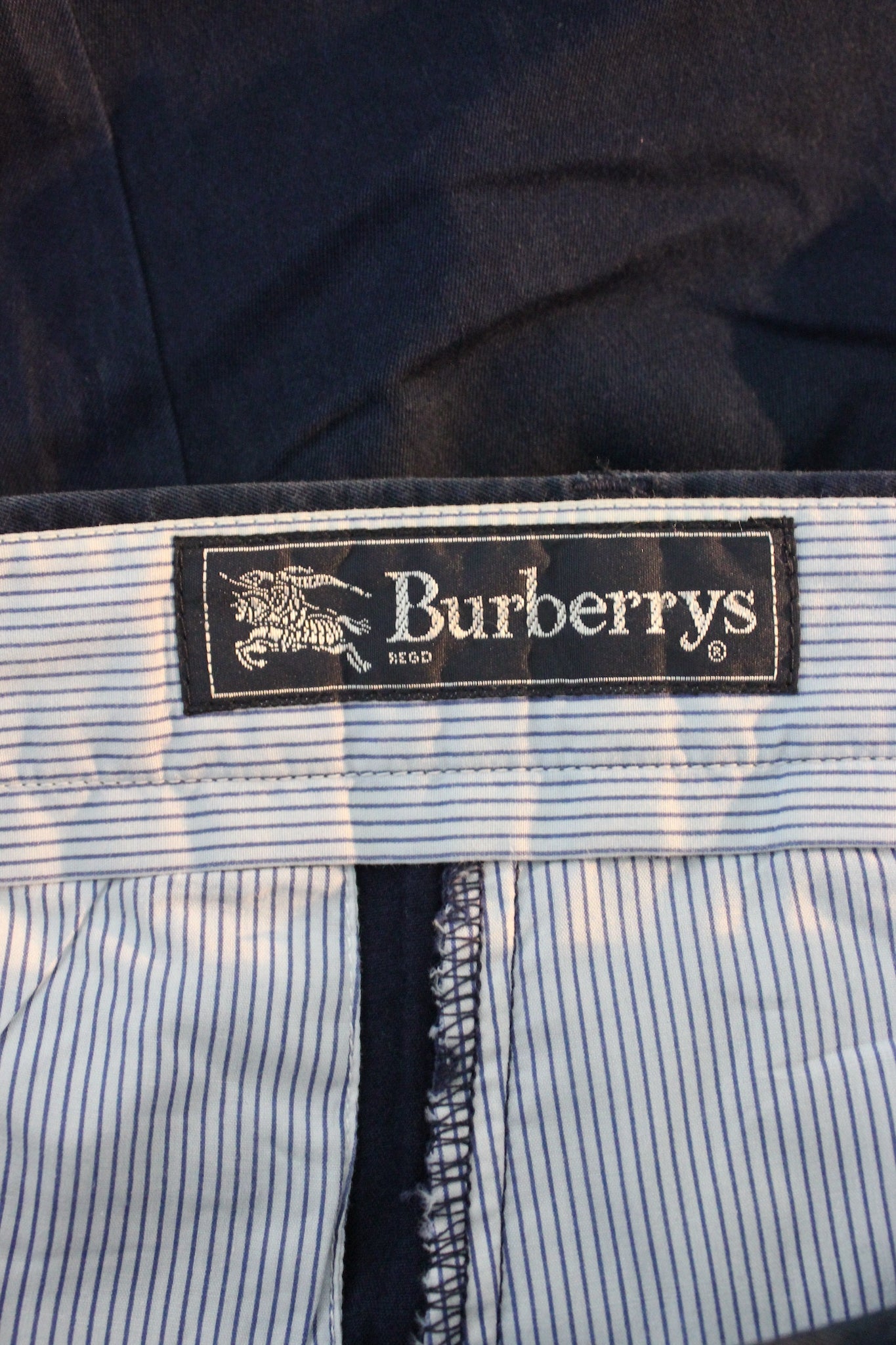 Burberry Pantalone Classico Cotone Blu Vintage