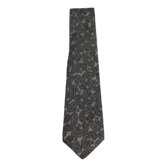 Brioni Paisely Vintage Black Silk Tie