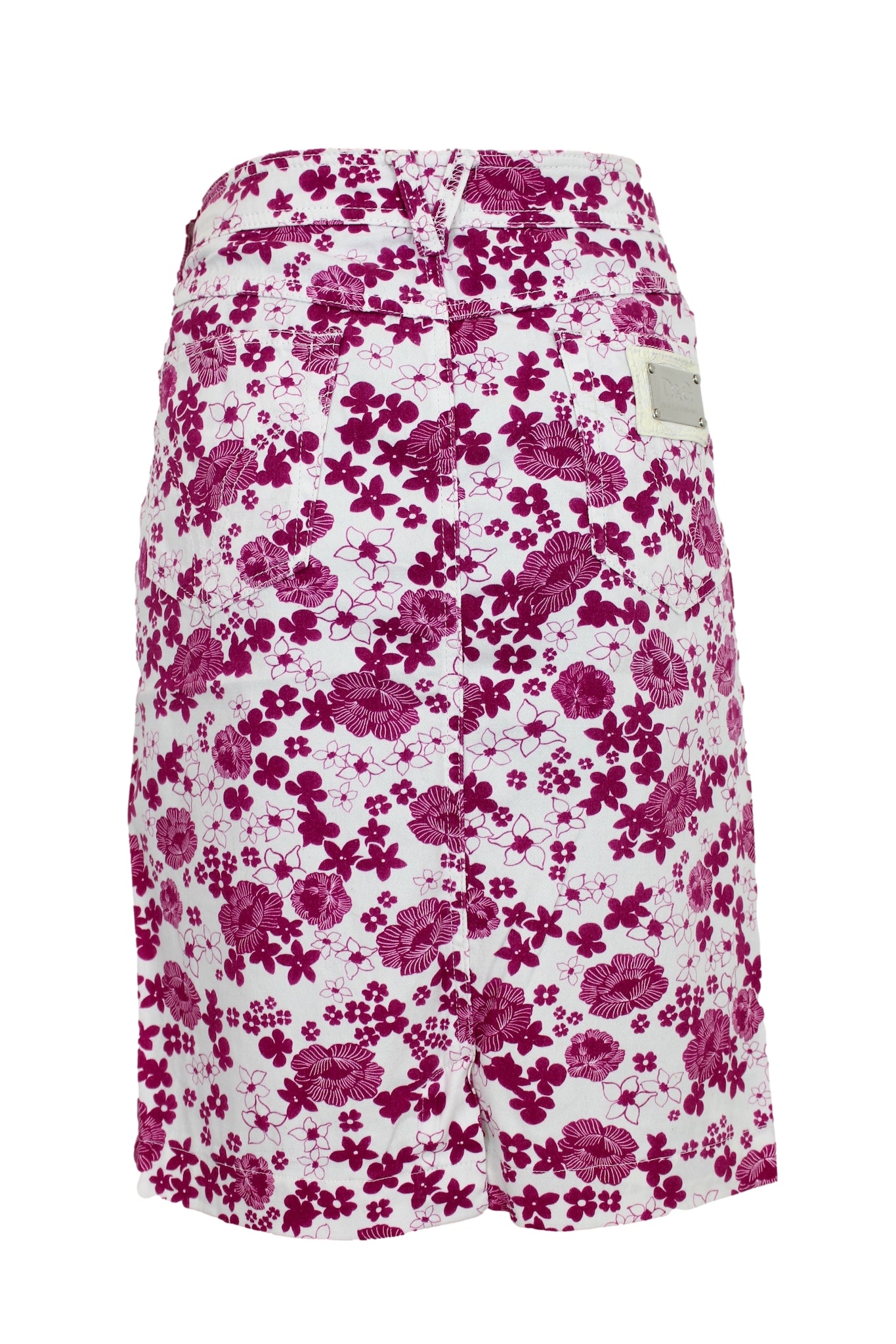 Dolce & Gabbana Pink Floral Vintage Denim Skirt
