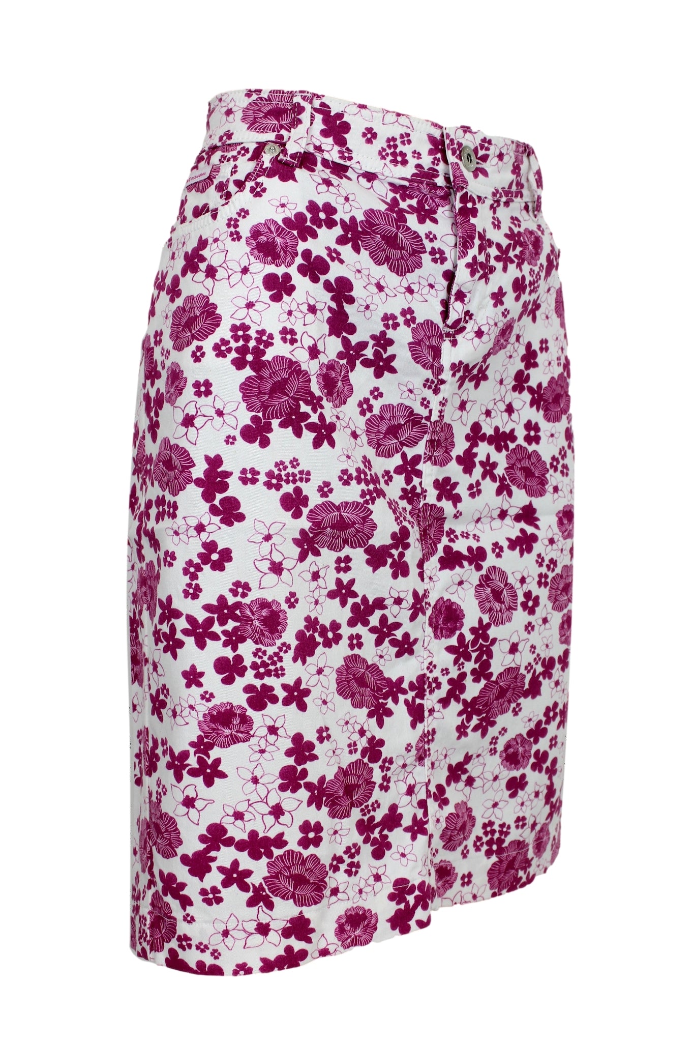 Dolce & Gabbana Pink Floral Vintage Denim Skirt