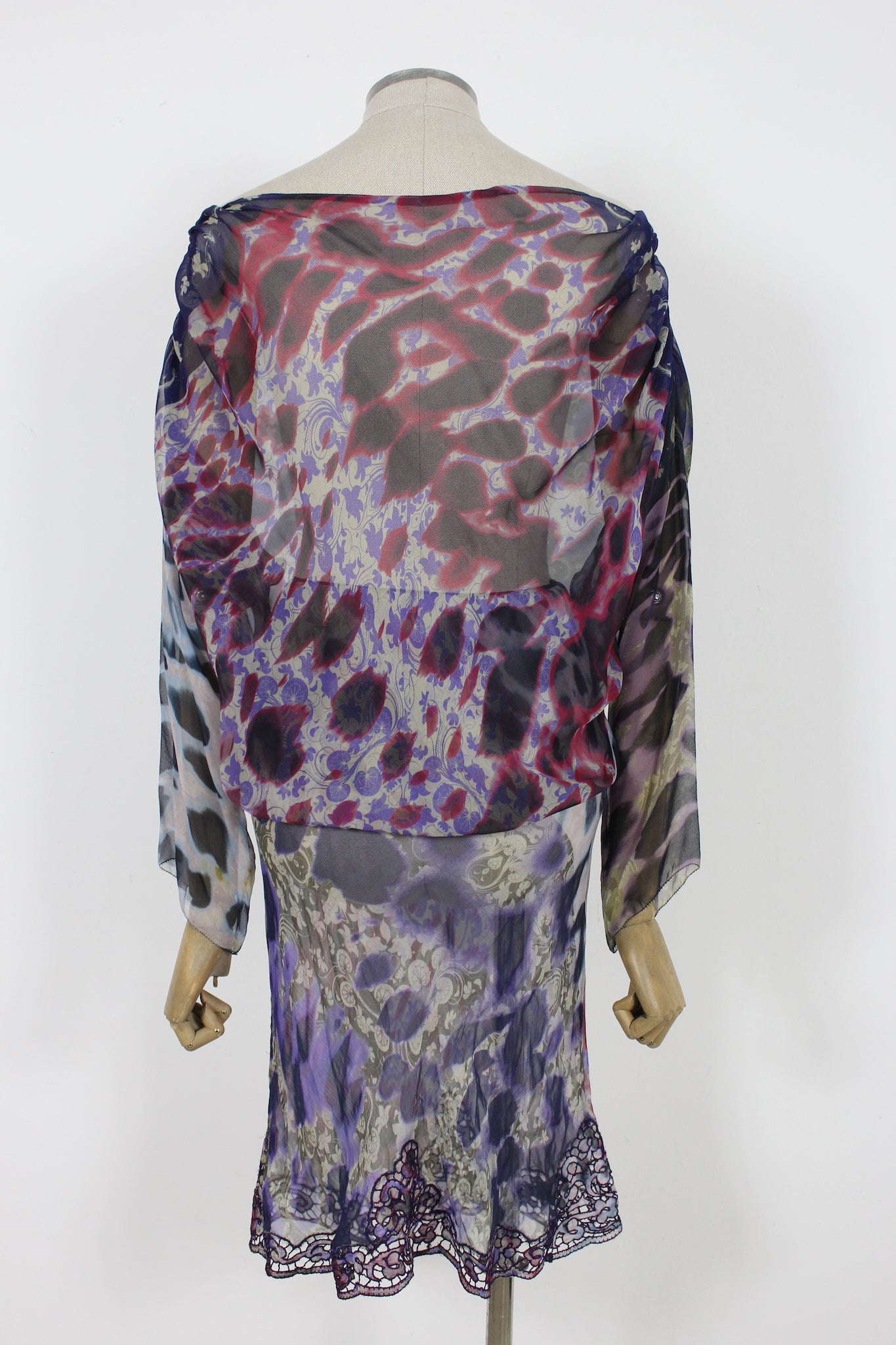 Ermanno Scervino Violet Silk Floral Evening Dress 2000s