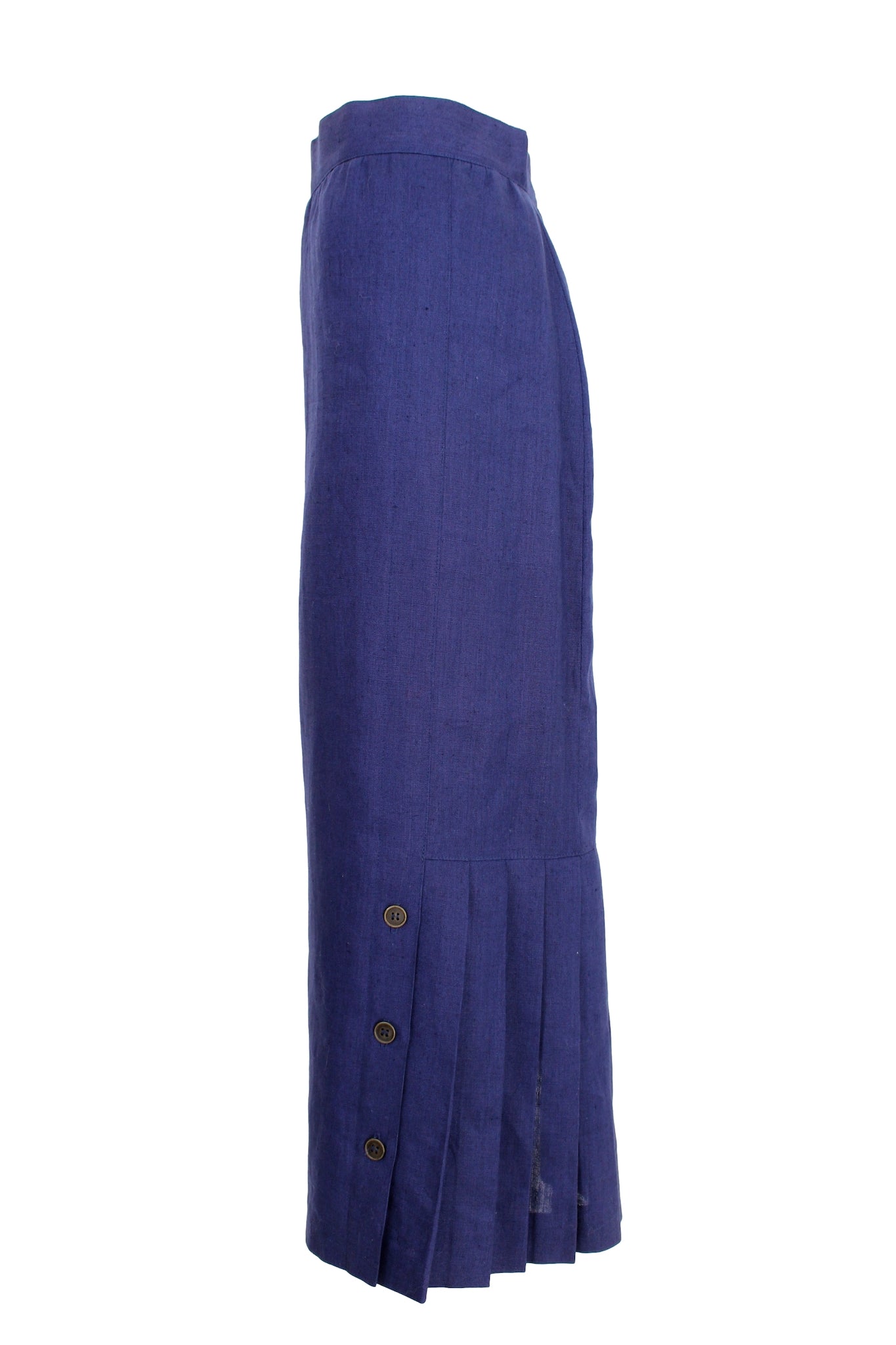 Escada Linen Blue Maxi Pleated Skirt Vintage