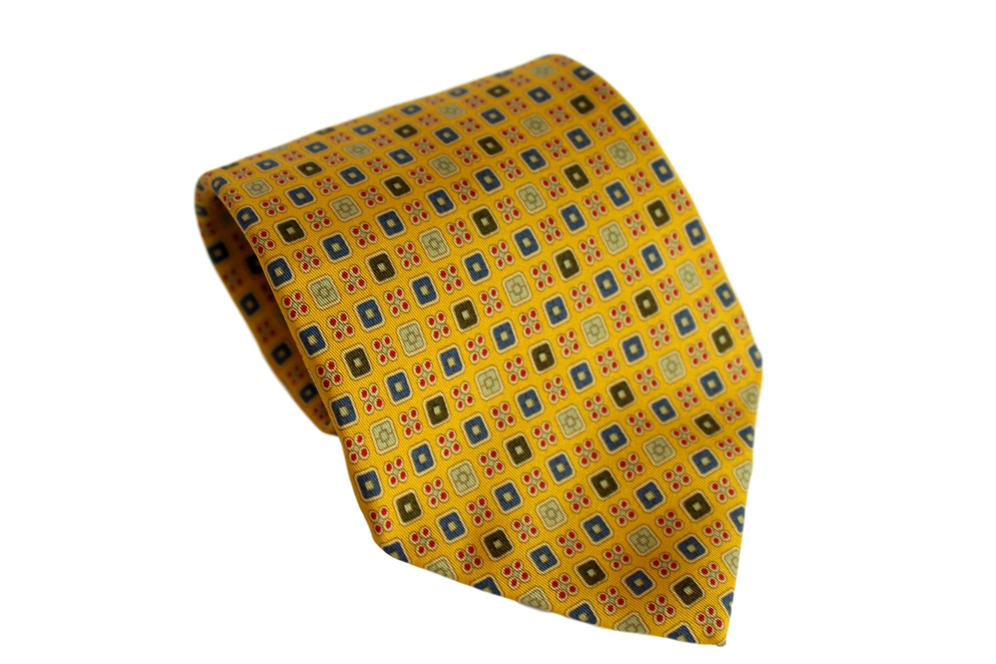 Etro Yellow Red Silk Vintage Check Tie