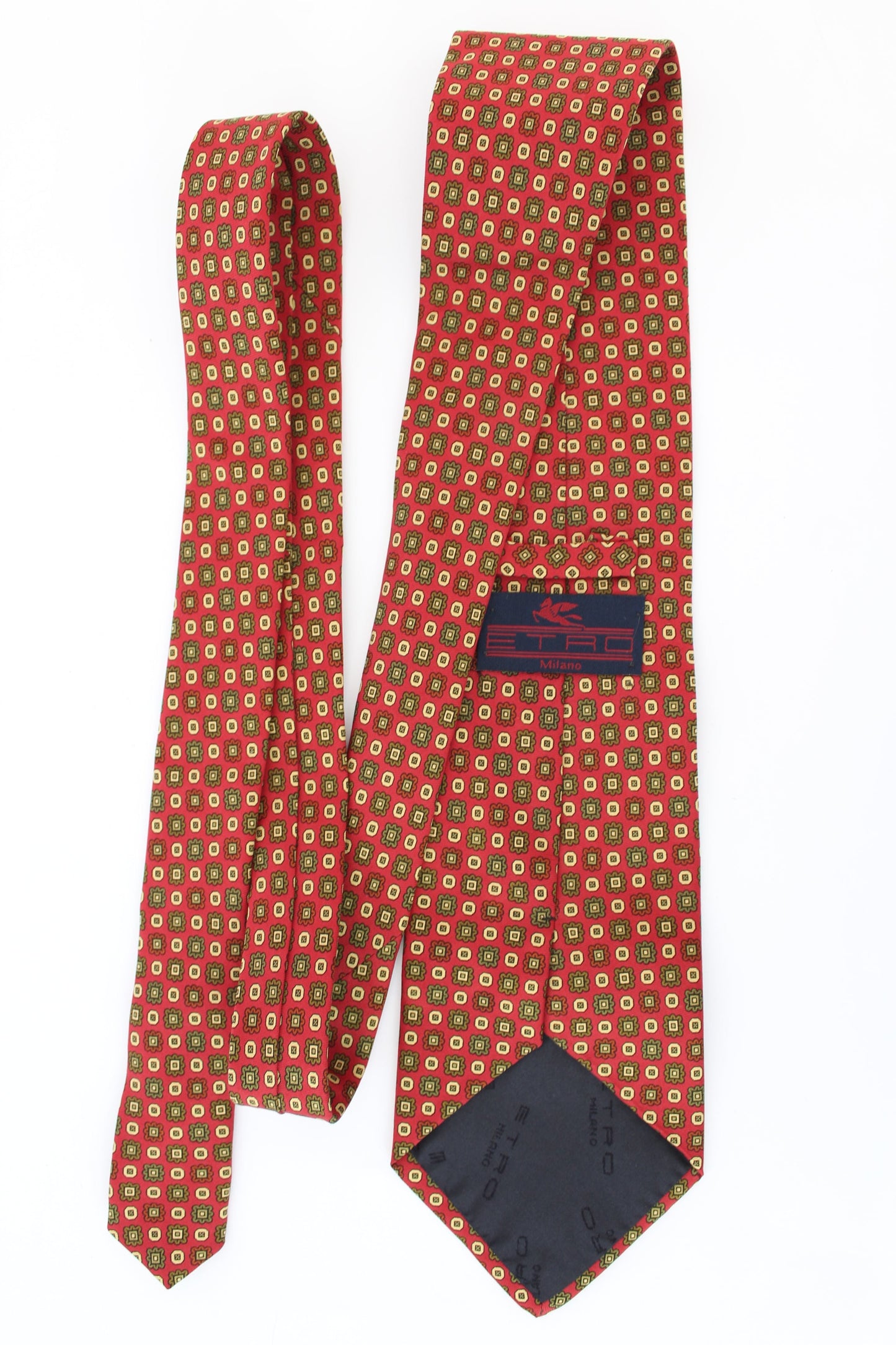 Etro Red Beige Silk Classic Tie