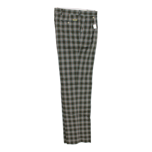 Faconnable Gray Green Cotton Vintage 90s Check Trousers Sz 32