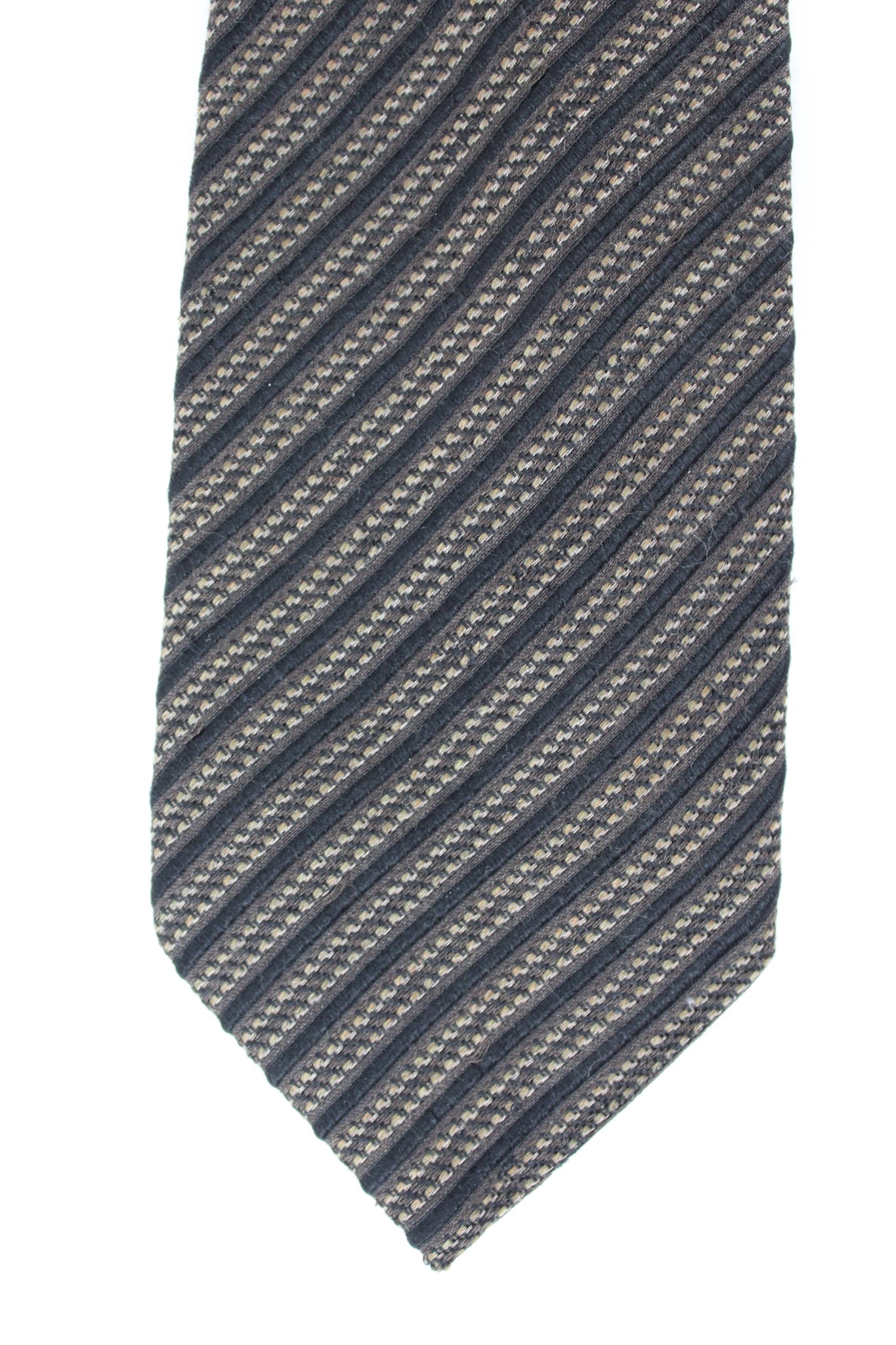 Ferrè Brown Beige Wool Silk Vintage Regimental Tie