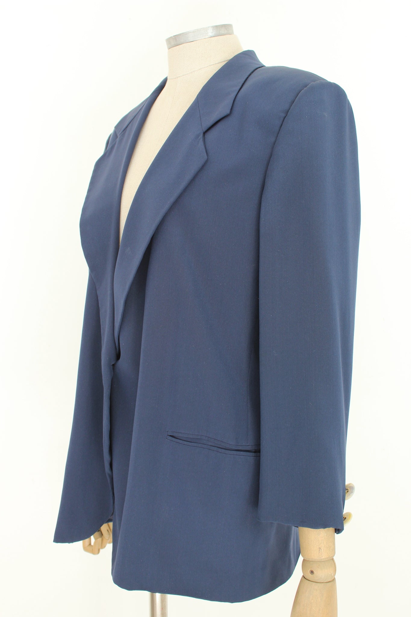Genny Blue Silk Classic Vintage Jacket 1980s