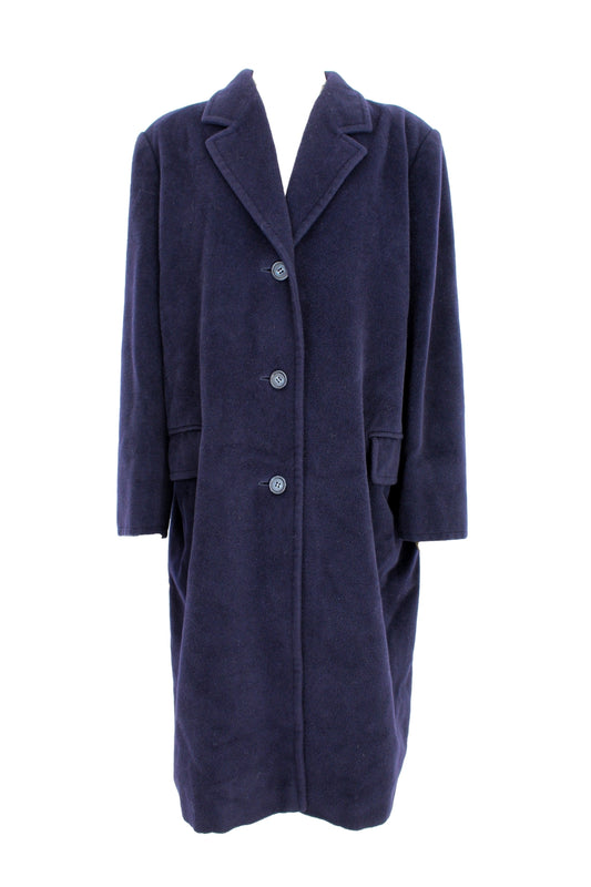 Max Mara Blue Wool Classic Vintage Coat 90s