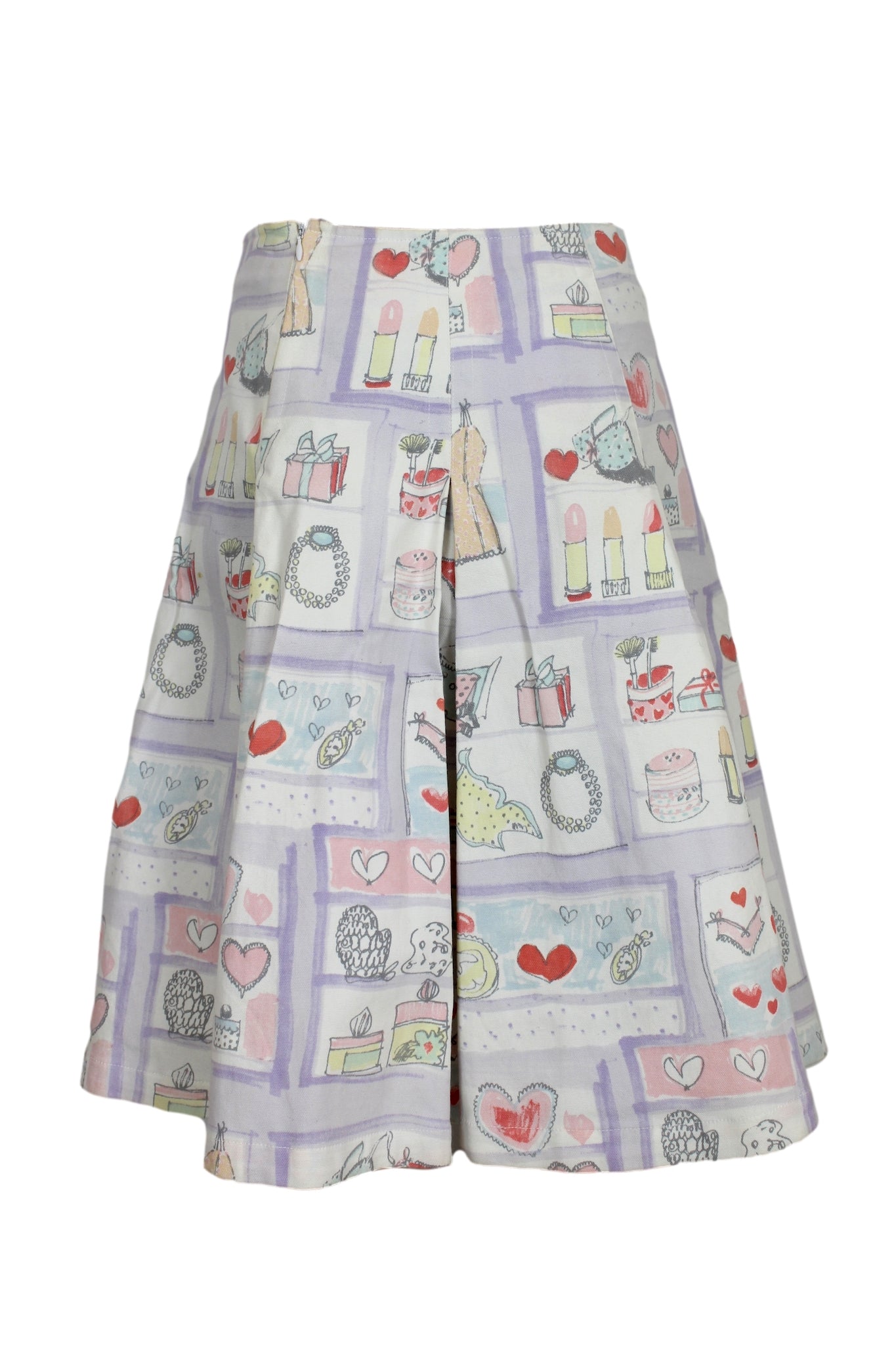 Max Mara White Pink Cotton Vintage Pleated Skirt