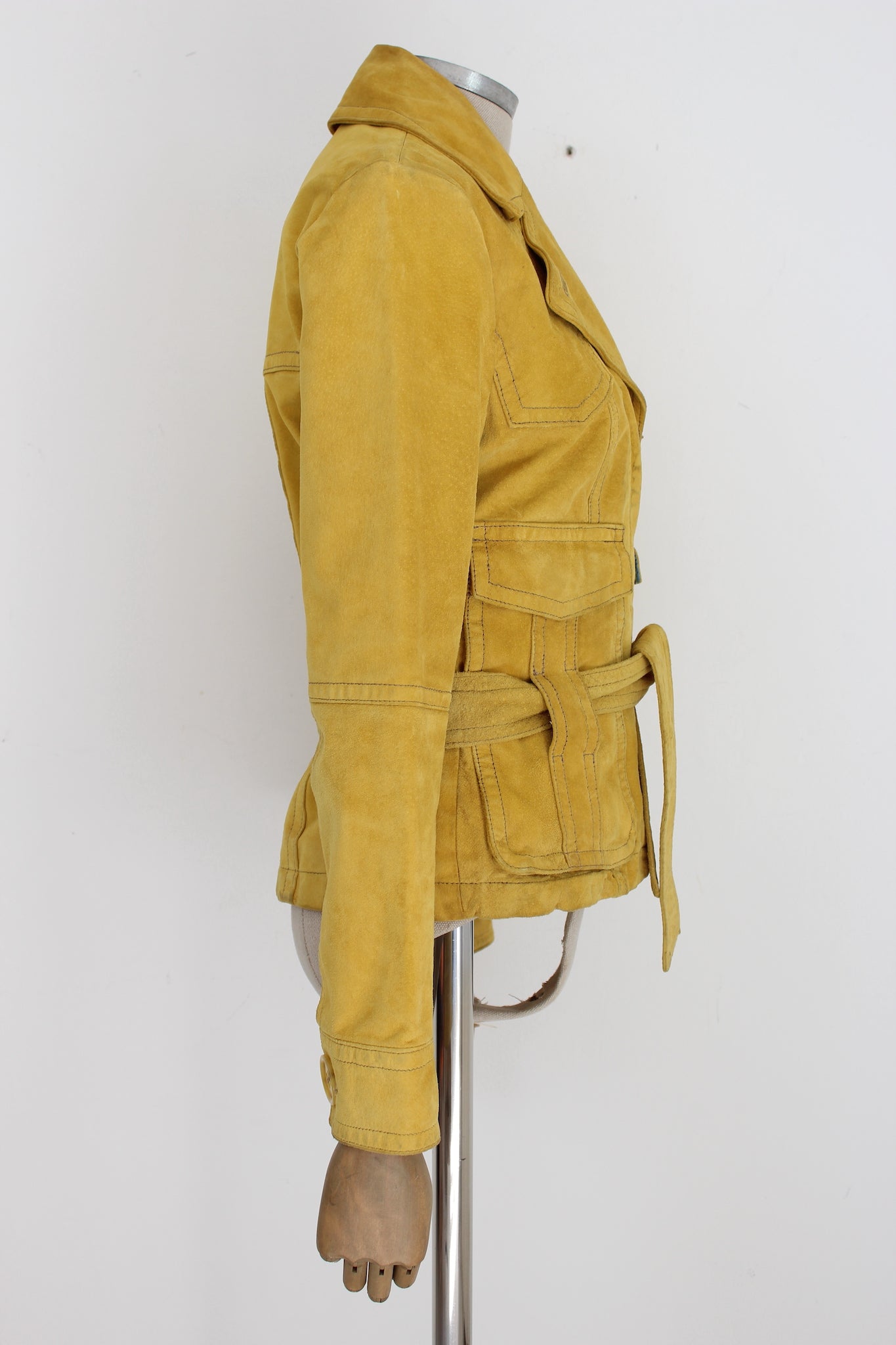 Max Mara Yellow Leather Fitted Jacket