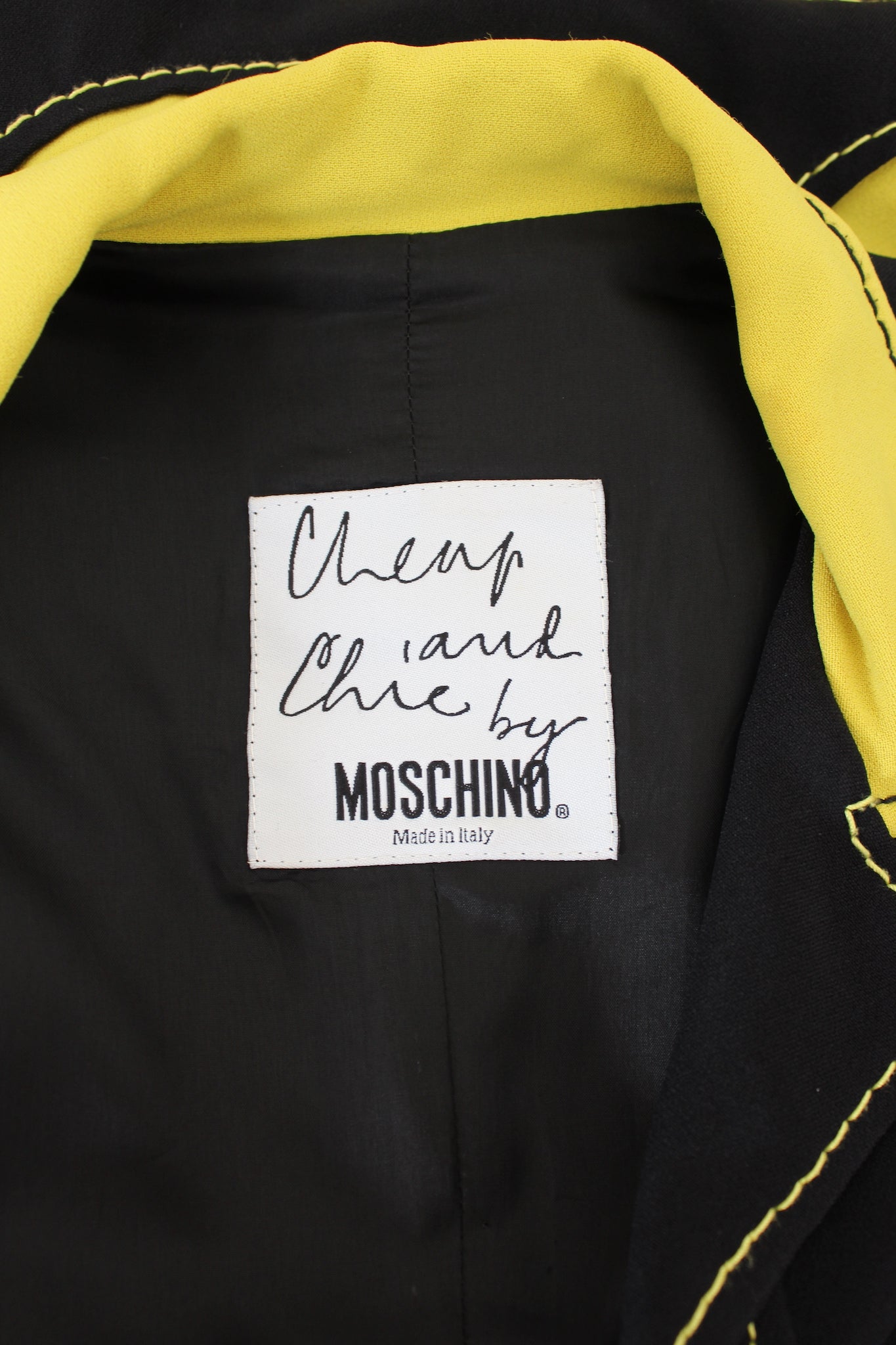 Moschino Yellow Black Vintage Sheath Dress 90s