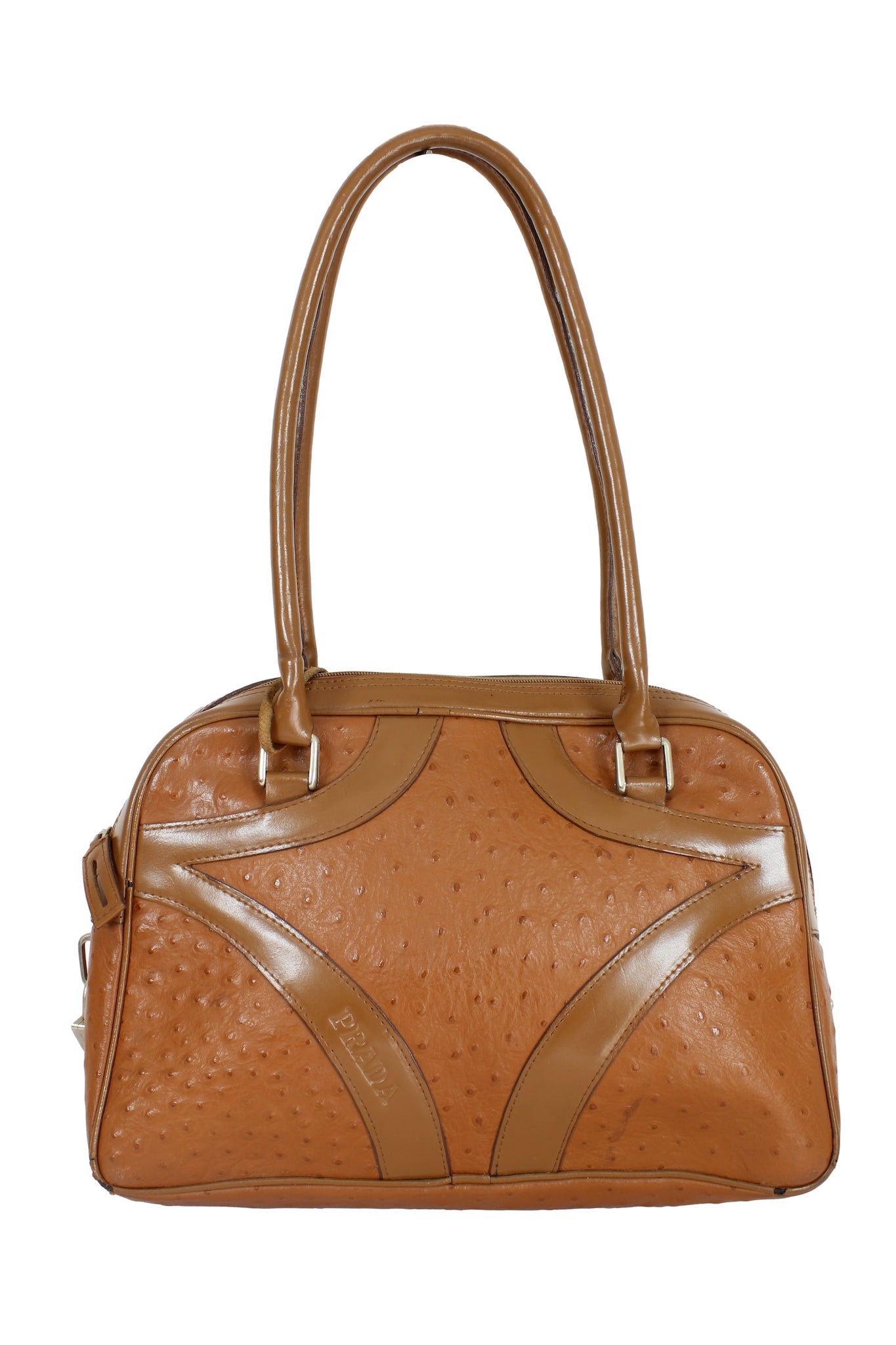 Prada Brown Ostrich Leather Vintage Plain Bag 1990s