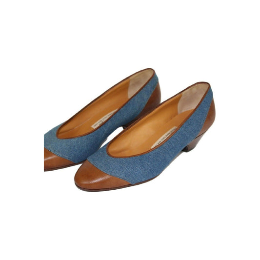 Arfango Blue Leather Heel Shoes