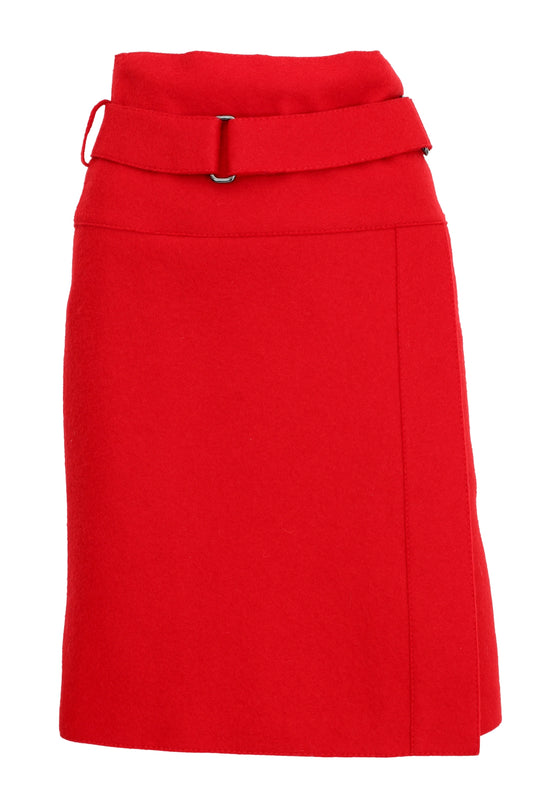 Strenesse Red Wallet Skirt Wool Above Knee Length 2000s