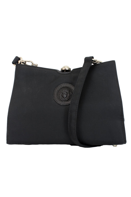 Versace Black Nylon Vintage Shoulder Bag 1980s