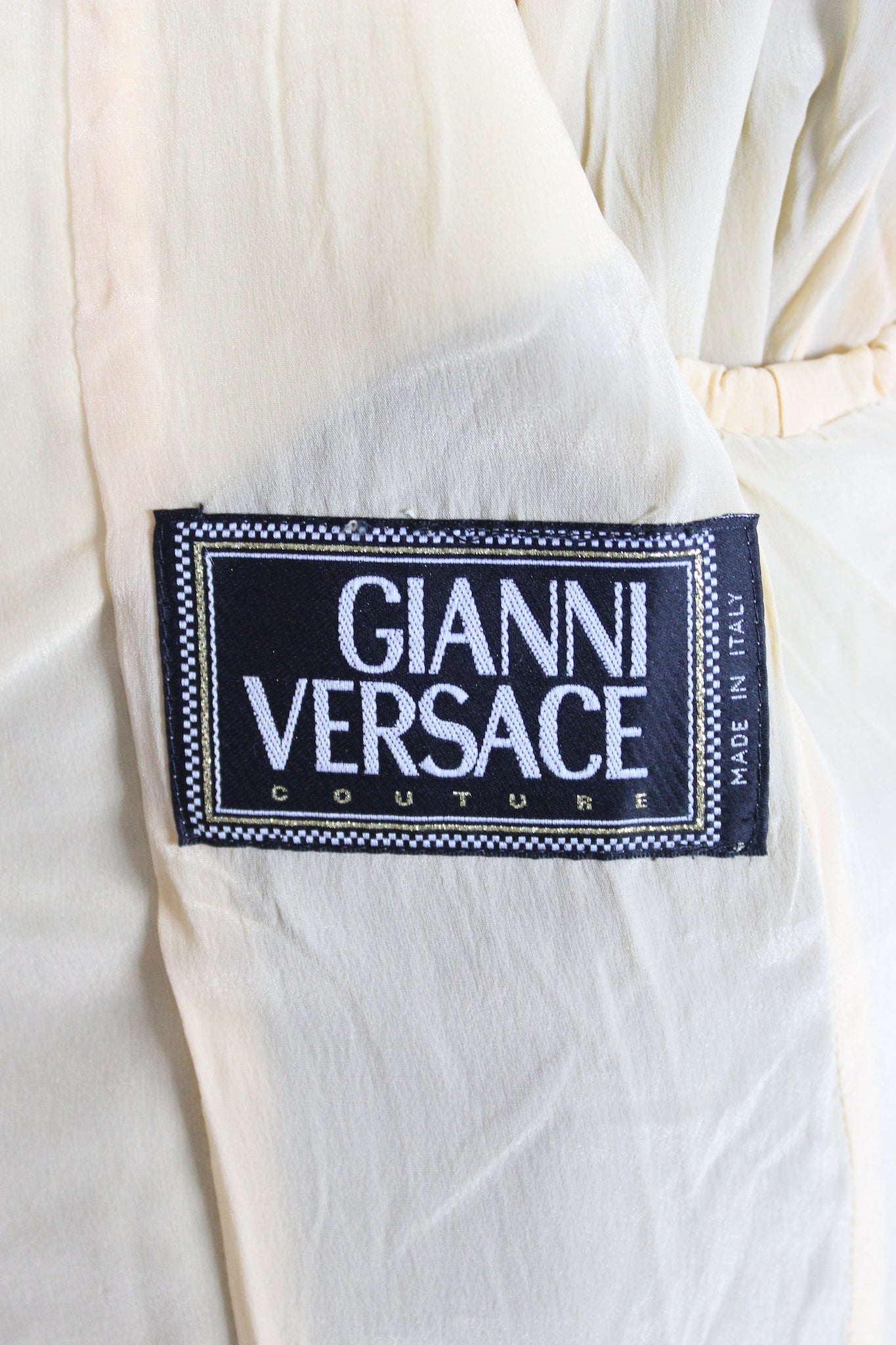 Versace Couture Abito Completo Lana Grigio Lamè Vintage Anni 90