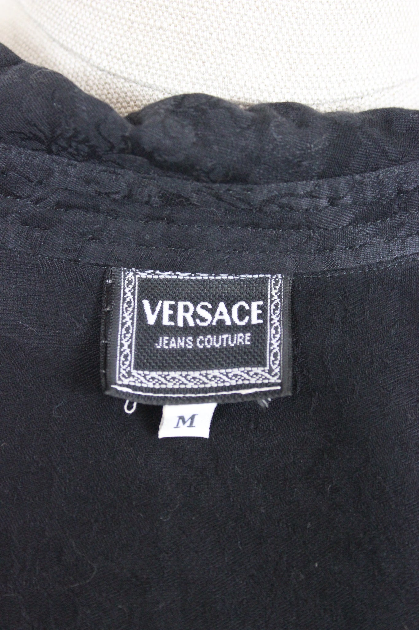 Højde Mount Vesuv oase Versace Black Cotton Lace Damask Vintage Shirt 90s | Dedè Couture