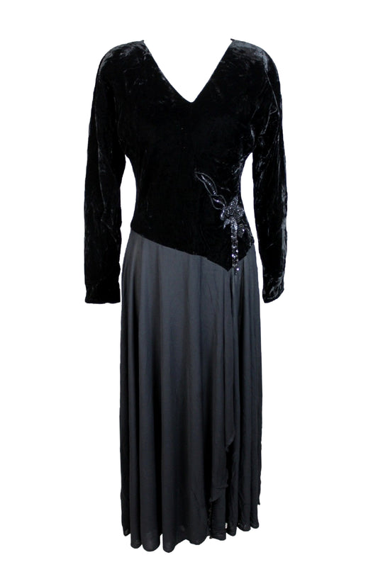 Basile Vintage Velvet Black Evening Dress